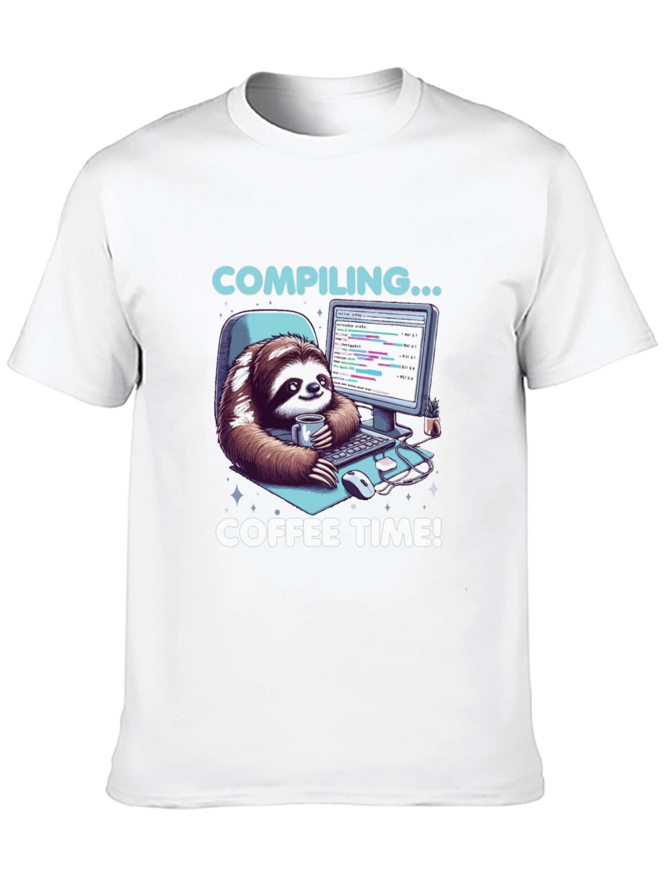 Compiling Coffee Time T-Shirt - Programmer Sloth