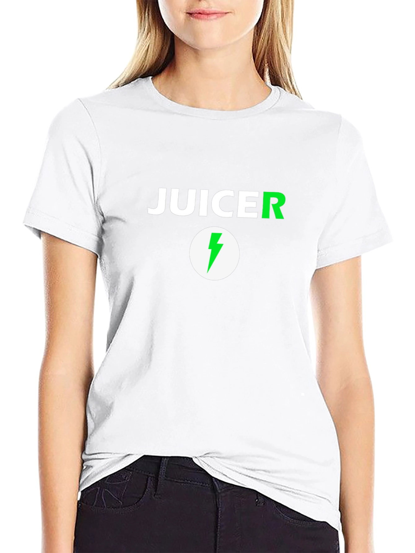 Juicer Black T-Shirt with Green Lightning Bolt Logo