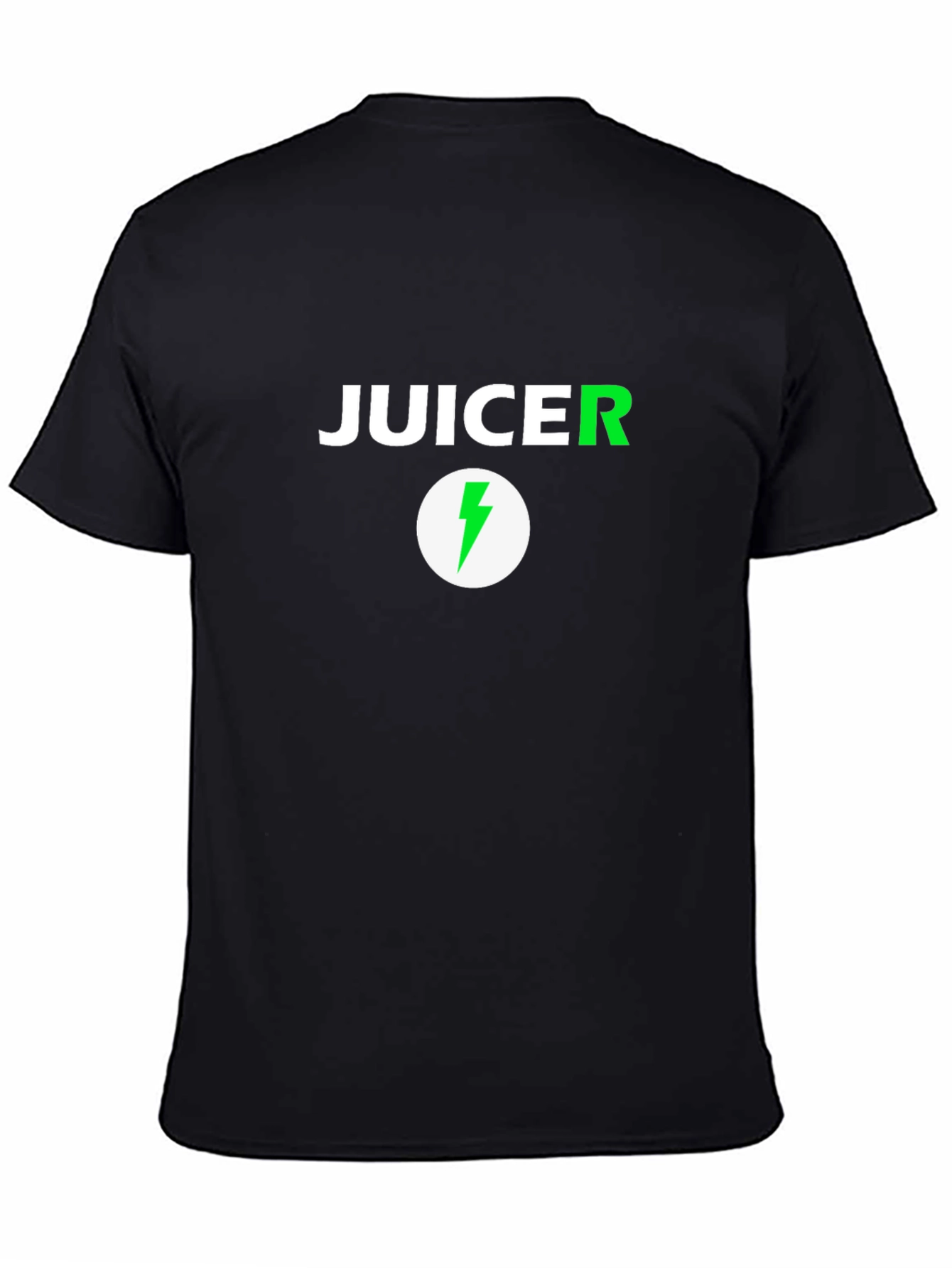 Juicer Black T-Shirt with Green Lightning Bolt Logo
