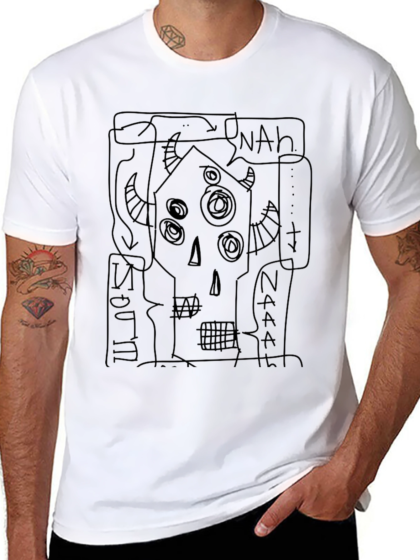 Unique Graphic Tee - Abstract Design Black T-Shirt