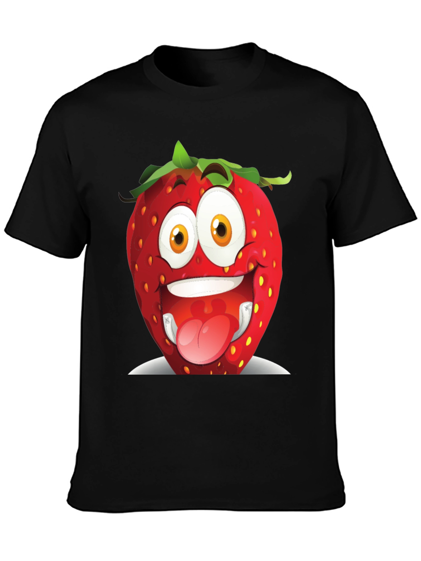 Funny Strawberry Graphic Tee - Black Cotton Shirt