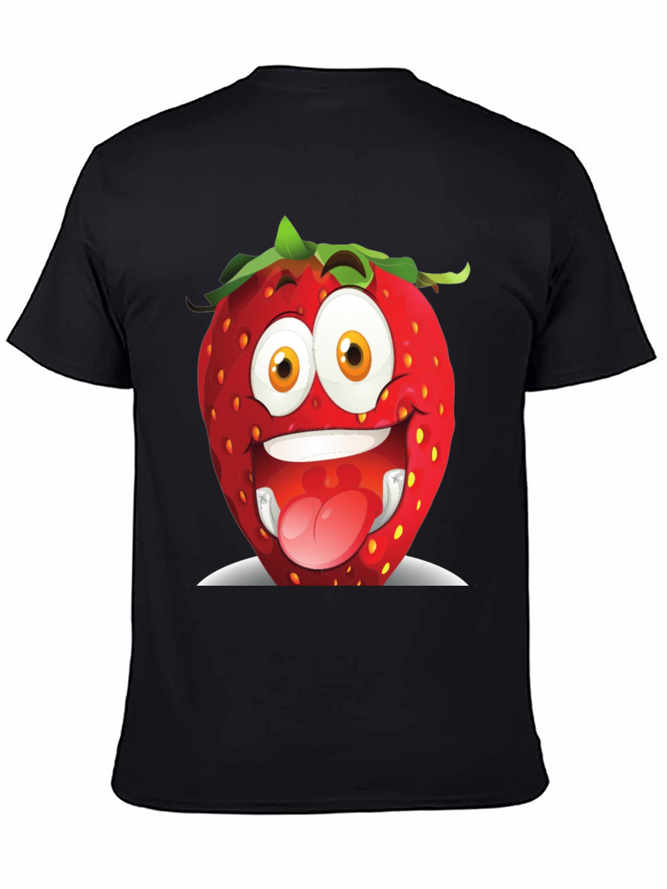Funny Strawberry Graphic Tee - Black Cotton Shirt