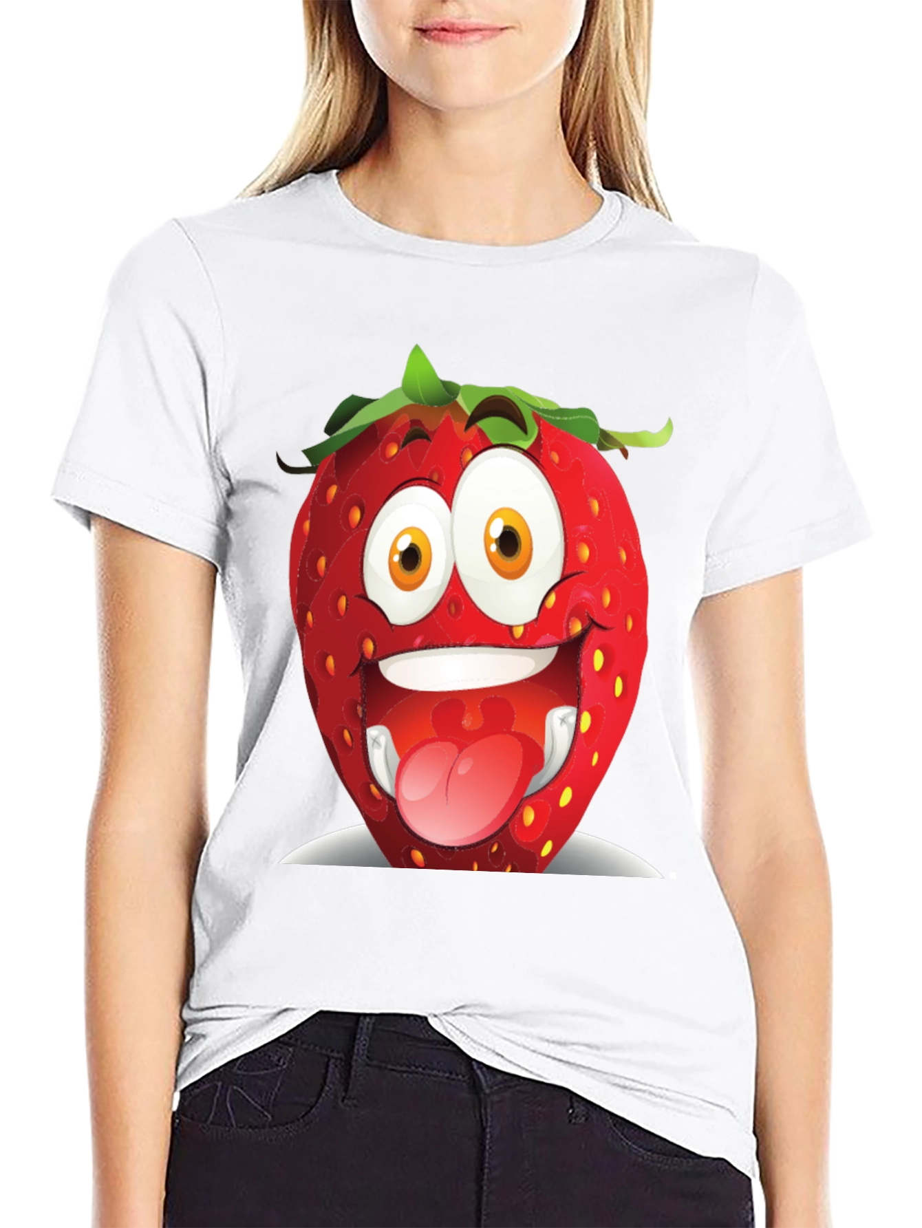 Funny Strawberry Graphic Tee - Black Cotton Shirt