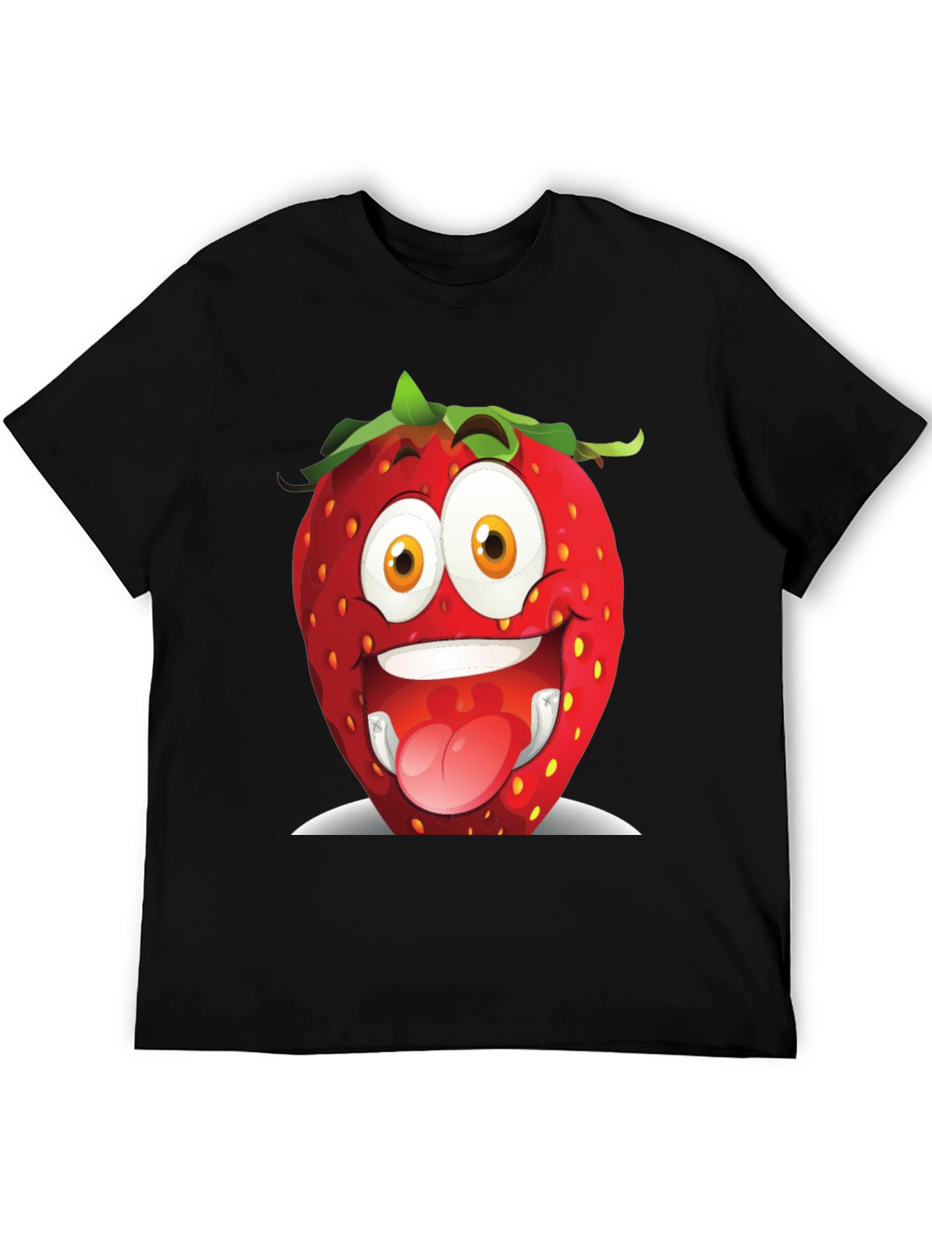 Funny Strawberry Graphic Tee - Black Cotton Shirt