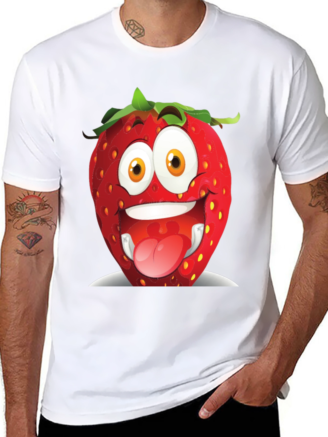 Funny Strawberry Graphic Tee - Black Cotton Shirt