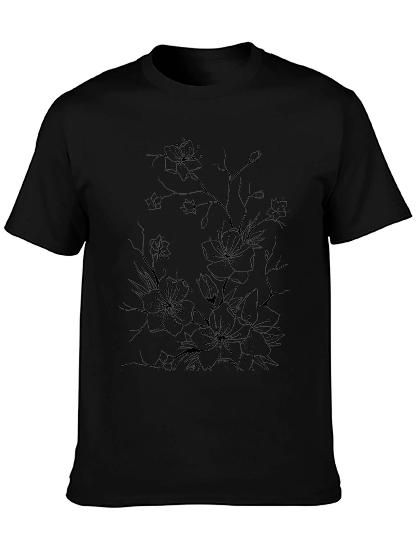 Elegant Black Blossom Tee