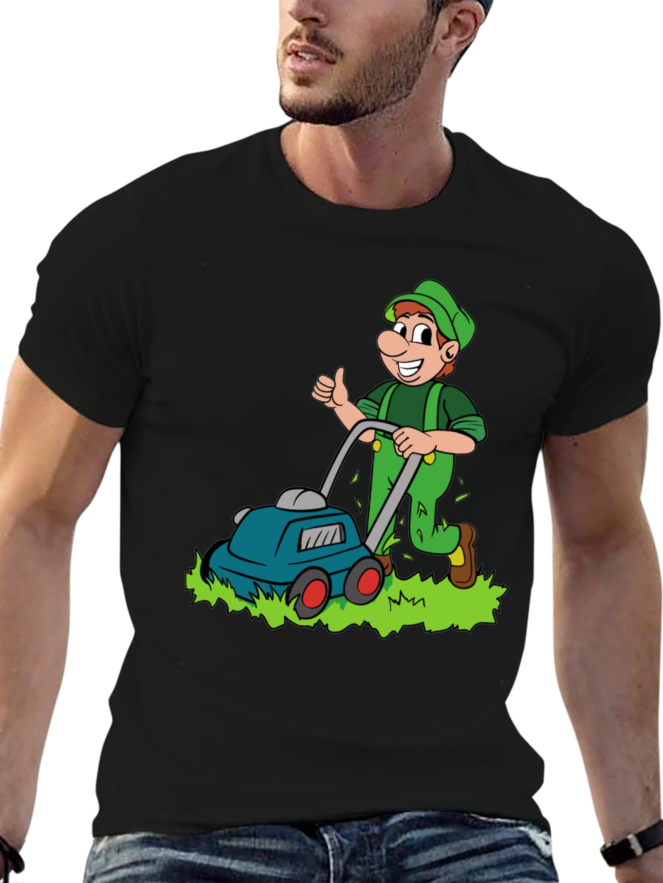 Cartoon Lawn Mower T-Shirt - Black