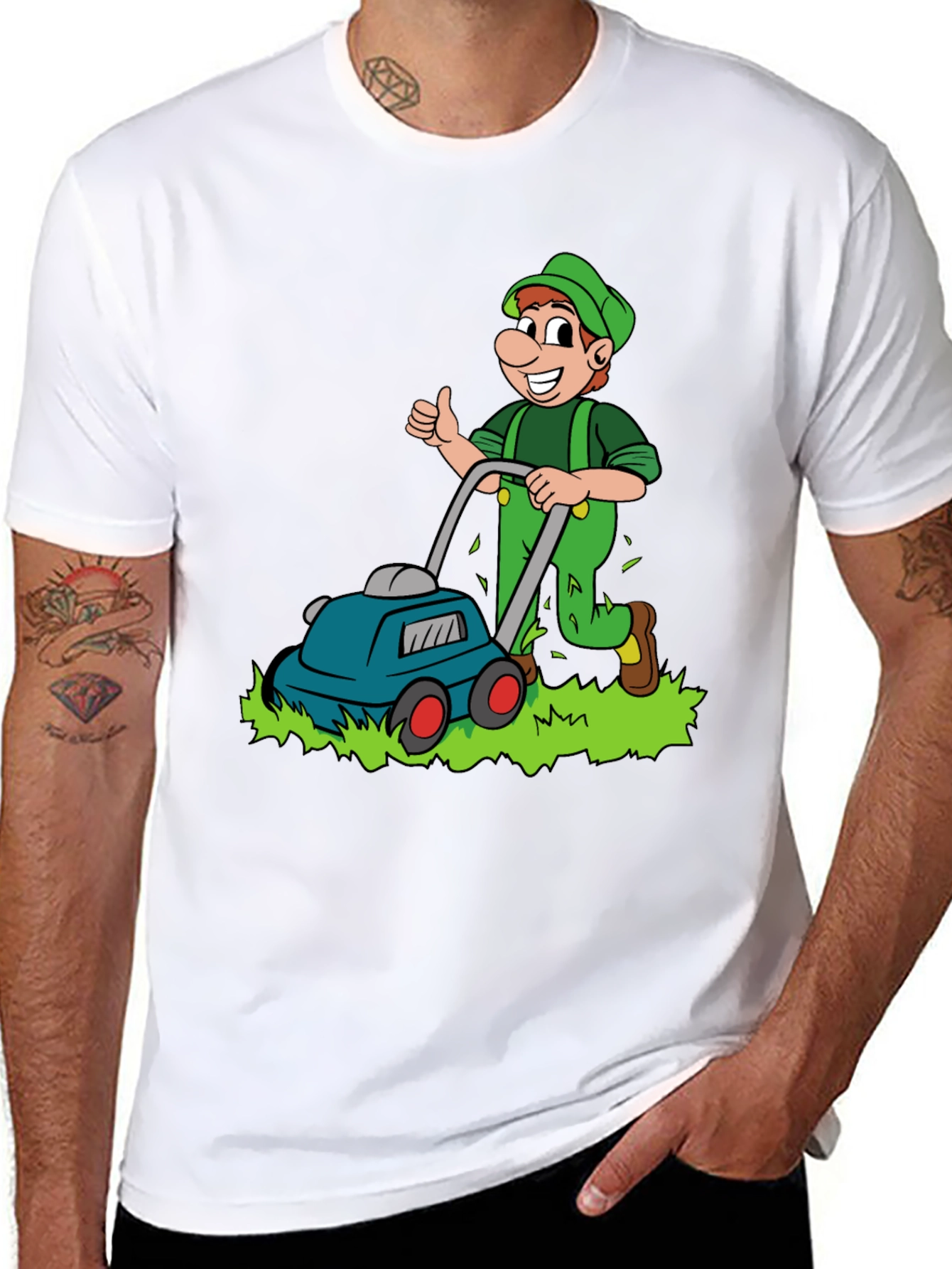 Cartoon Lawn Mower T-Shirt - Black