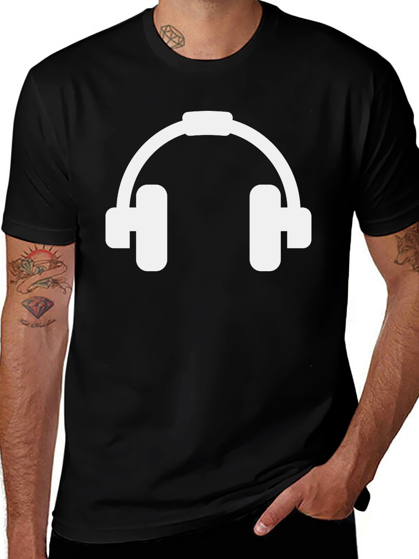 Headphone Graphic Black T-Shirt
