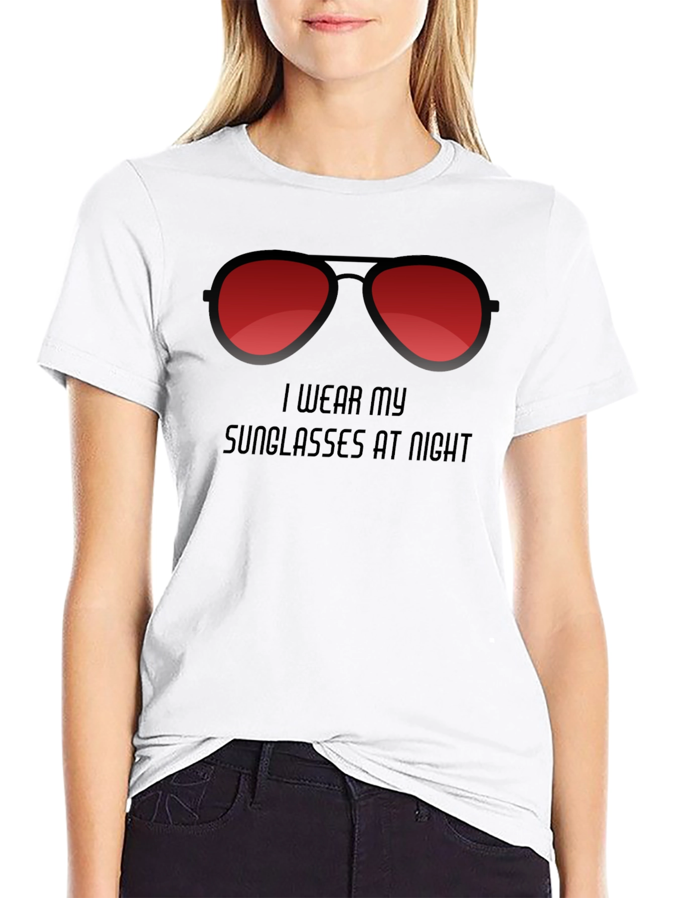 Sunglasses at Night Graphic Tee - Trendy Style