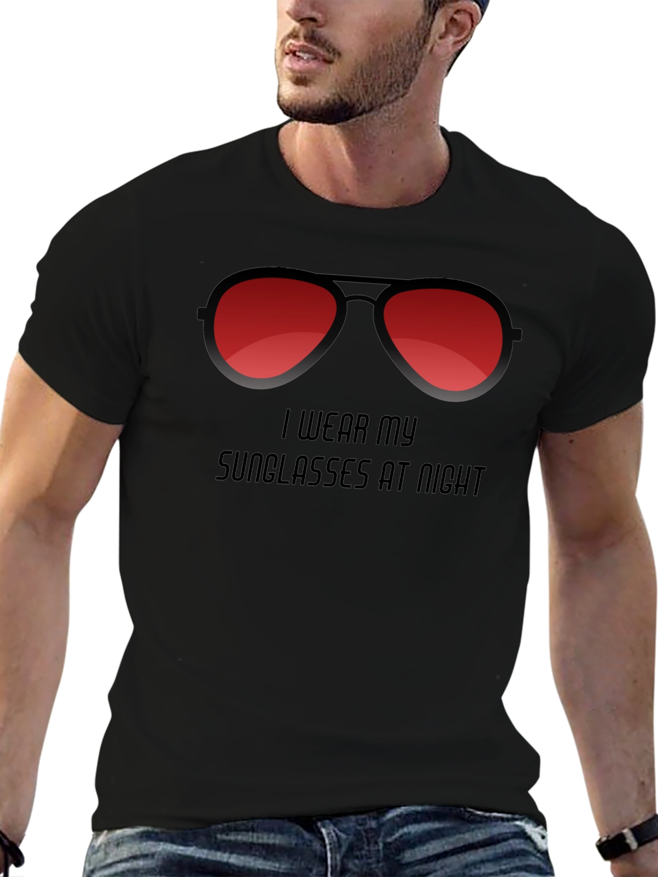 Sunglasses at Night Graphic Tee - Trendy Style