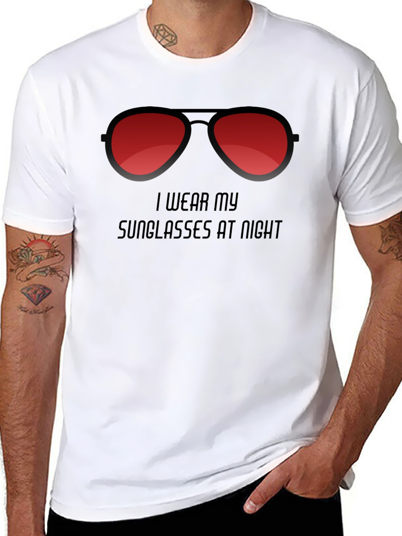 Sunglasses at Night Graphic Tee - Trendy Style