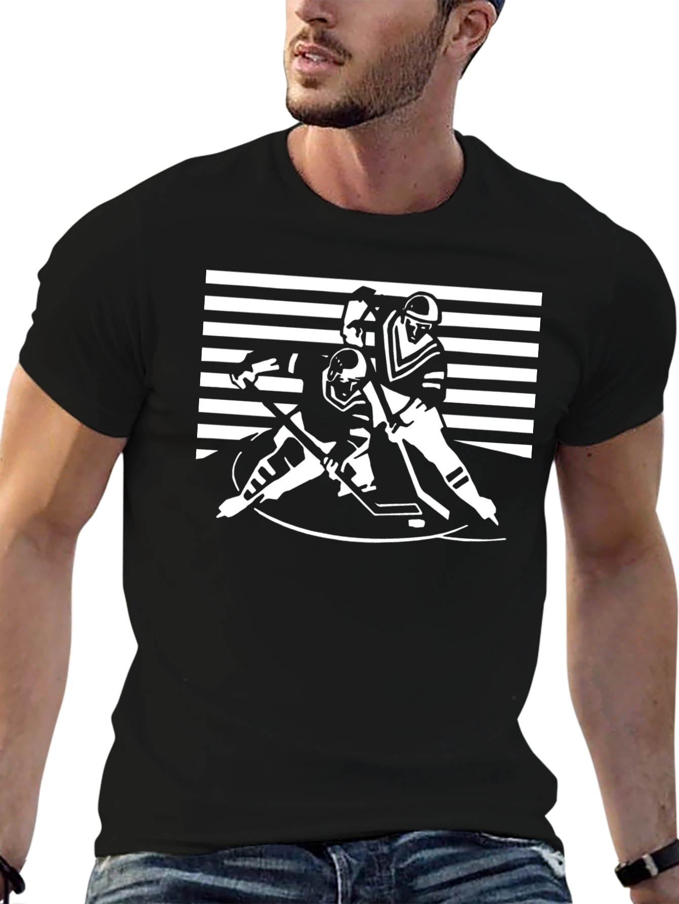 Hockey Players Graphic T-Shirt - Black