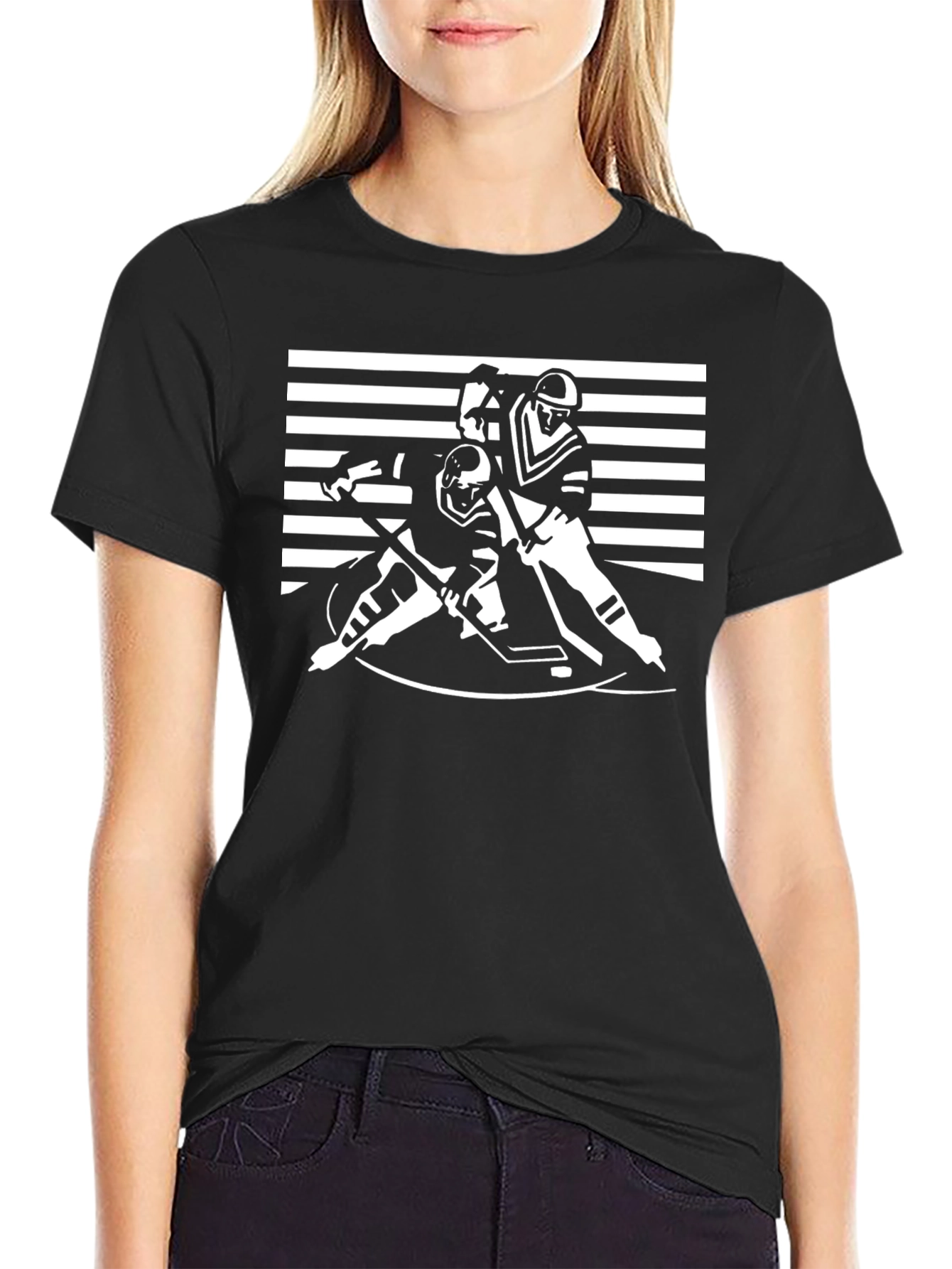 Hockey Players Graphic T-Shirt - Black
