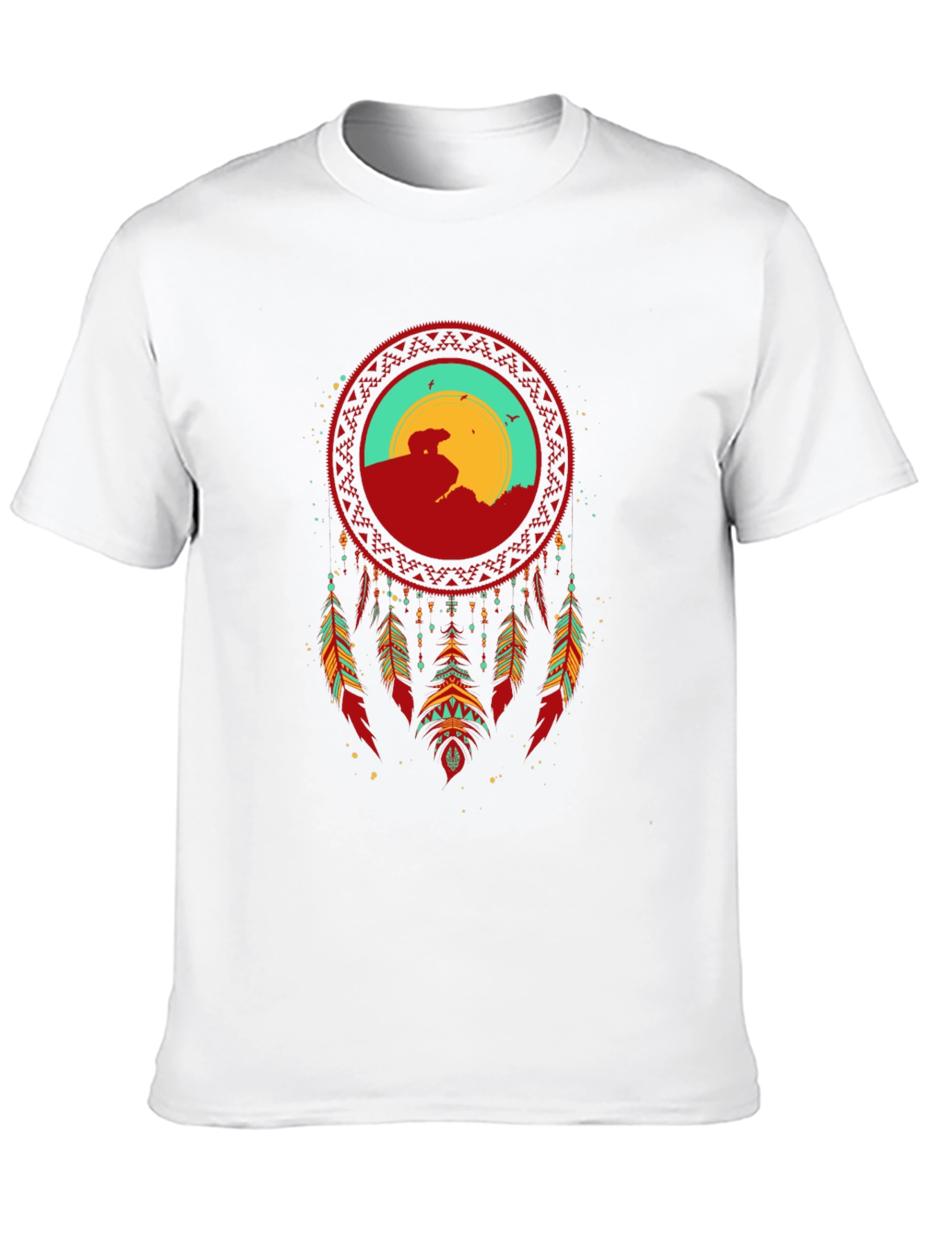 Dreamcatcher Bear Graphic T-Shirt - Black