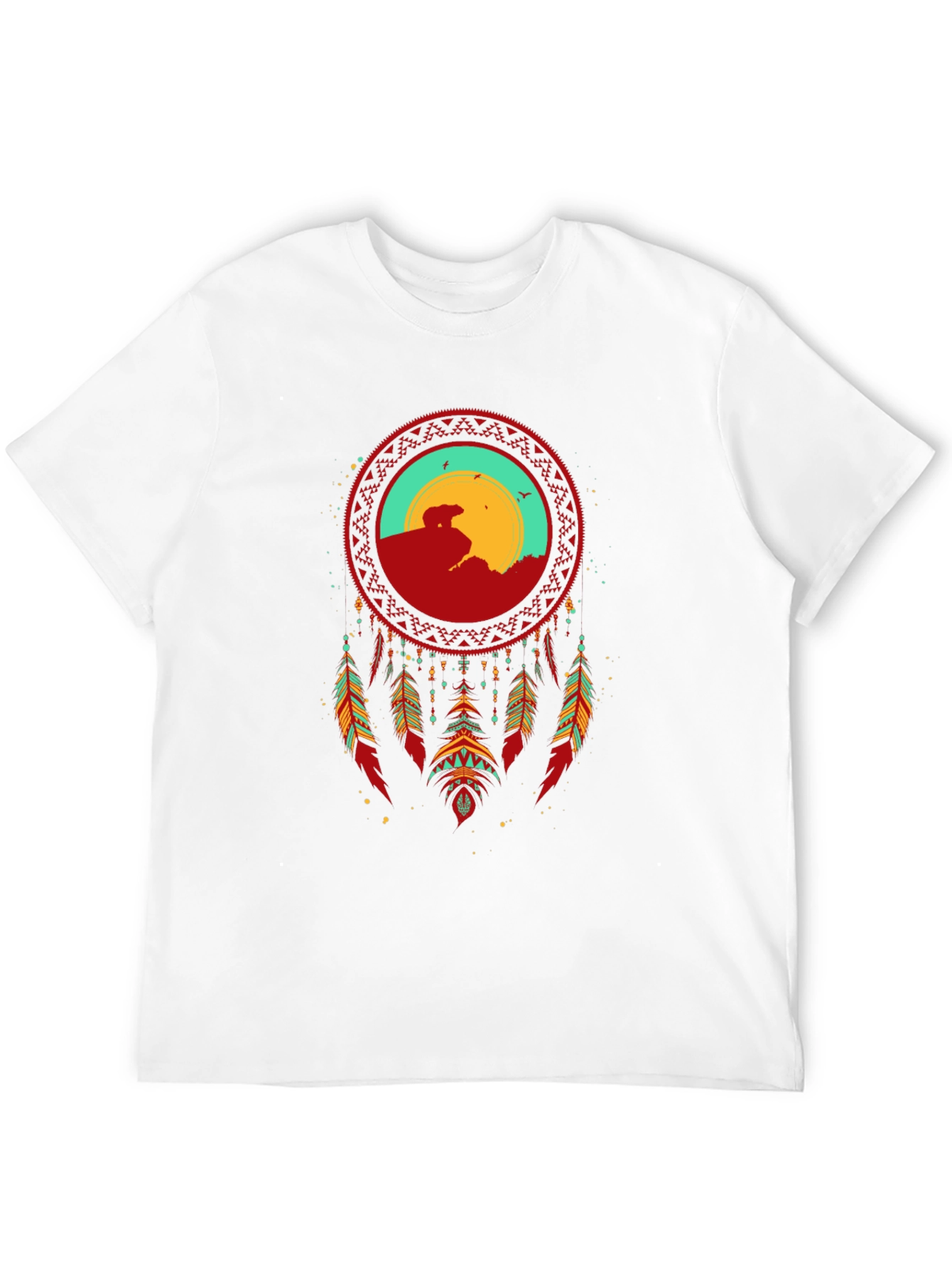Dreamcatcher Bear Graphic T-Shirt - Black