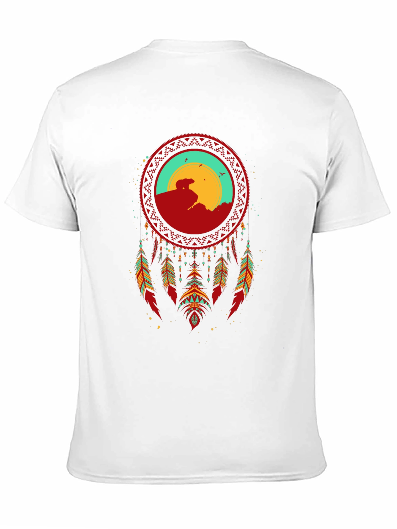 Dreamcatcher Bear Graphic T-Shirt - Black