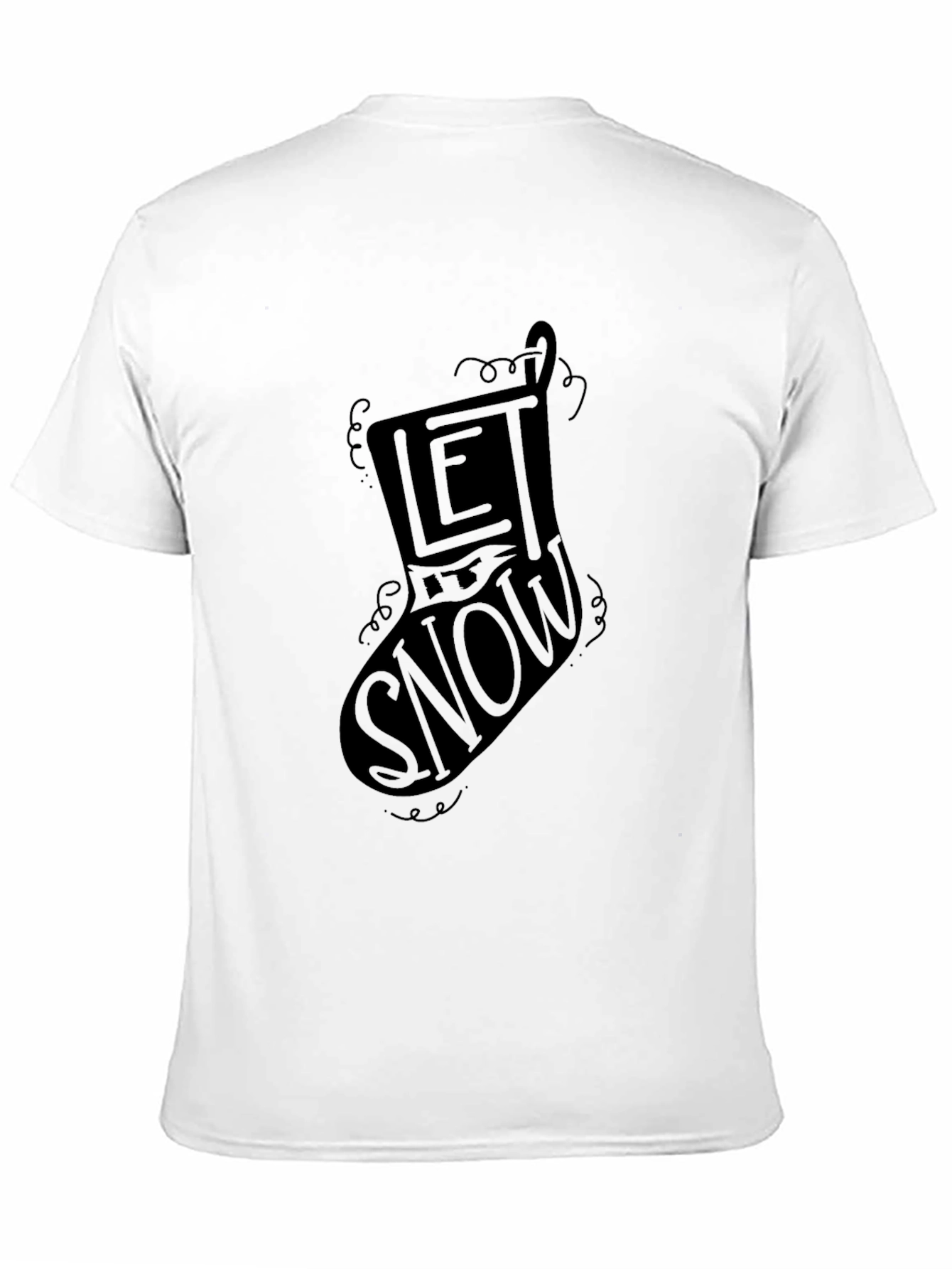 Let It Snow Christmas Stocking Graphic Tee - Black