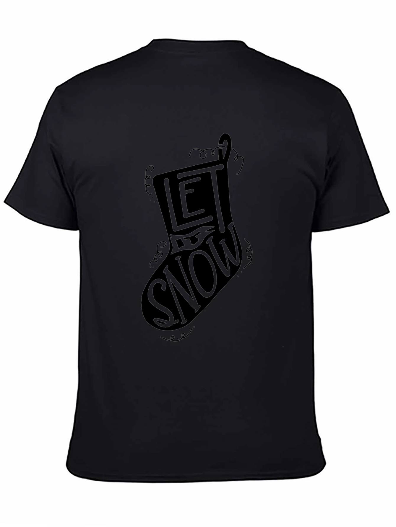 Let It Snow Christmas Stocking Graphic Tee - Black