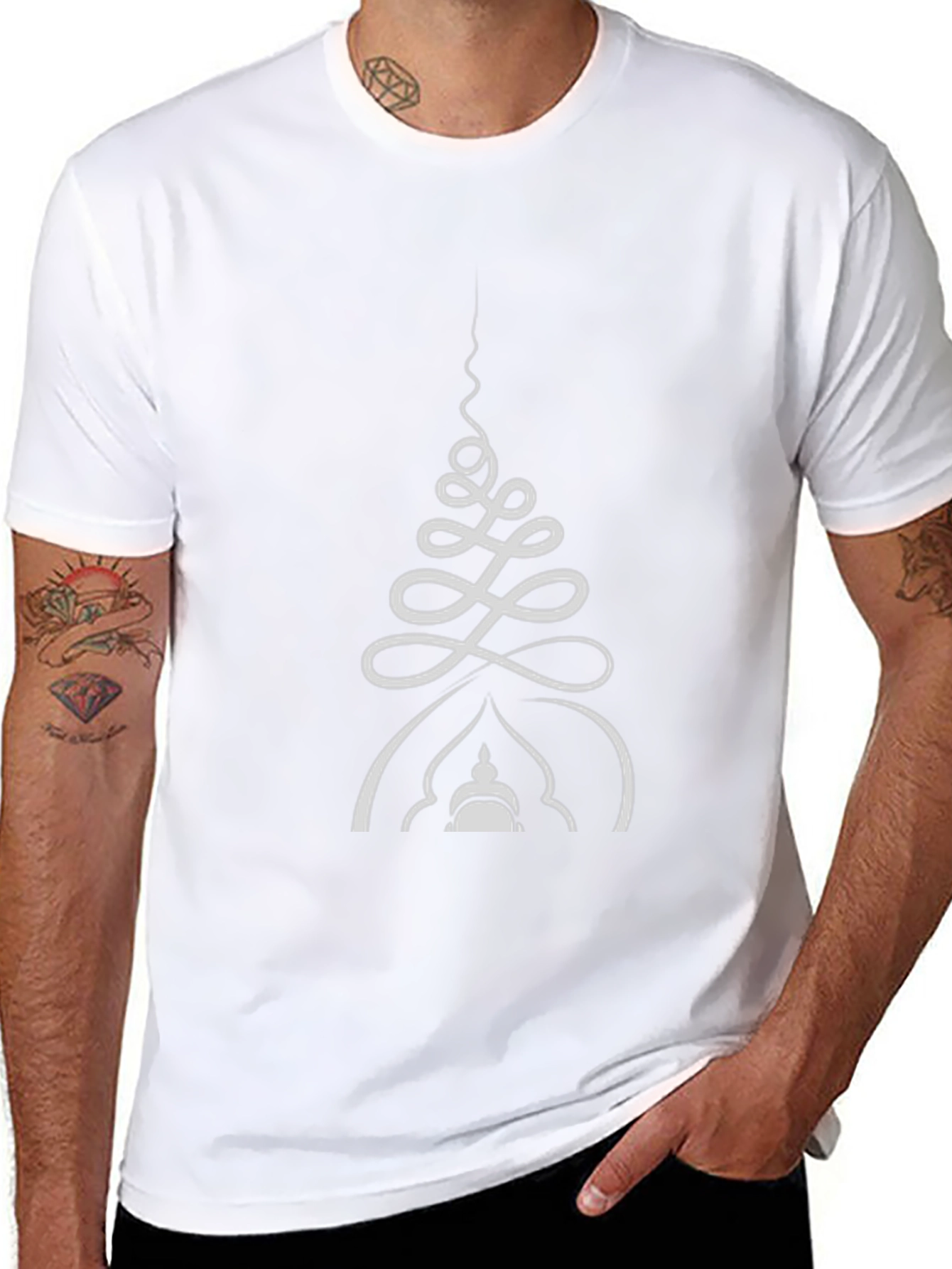 Unisex Black T-Shirt with White Spiritual Design