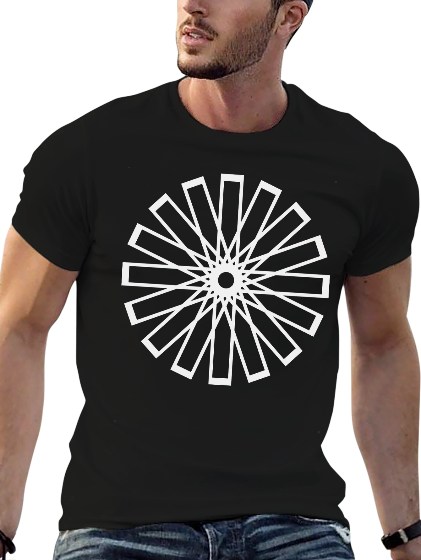 Geometric Circle Graphic Tee - Black