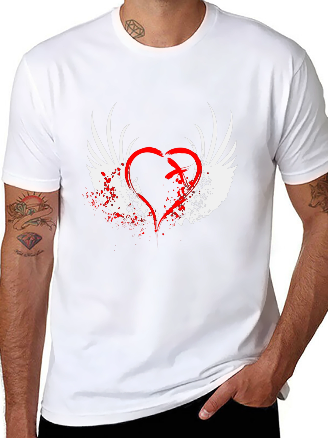 Winged Heart Graphic Black T-Shirt