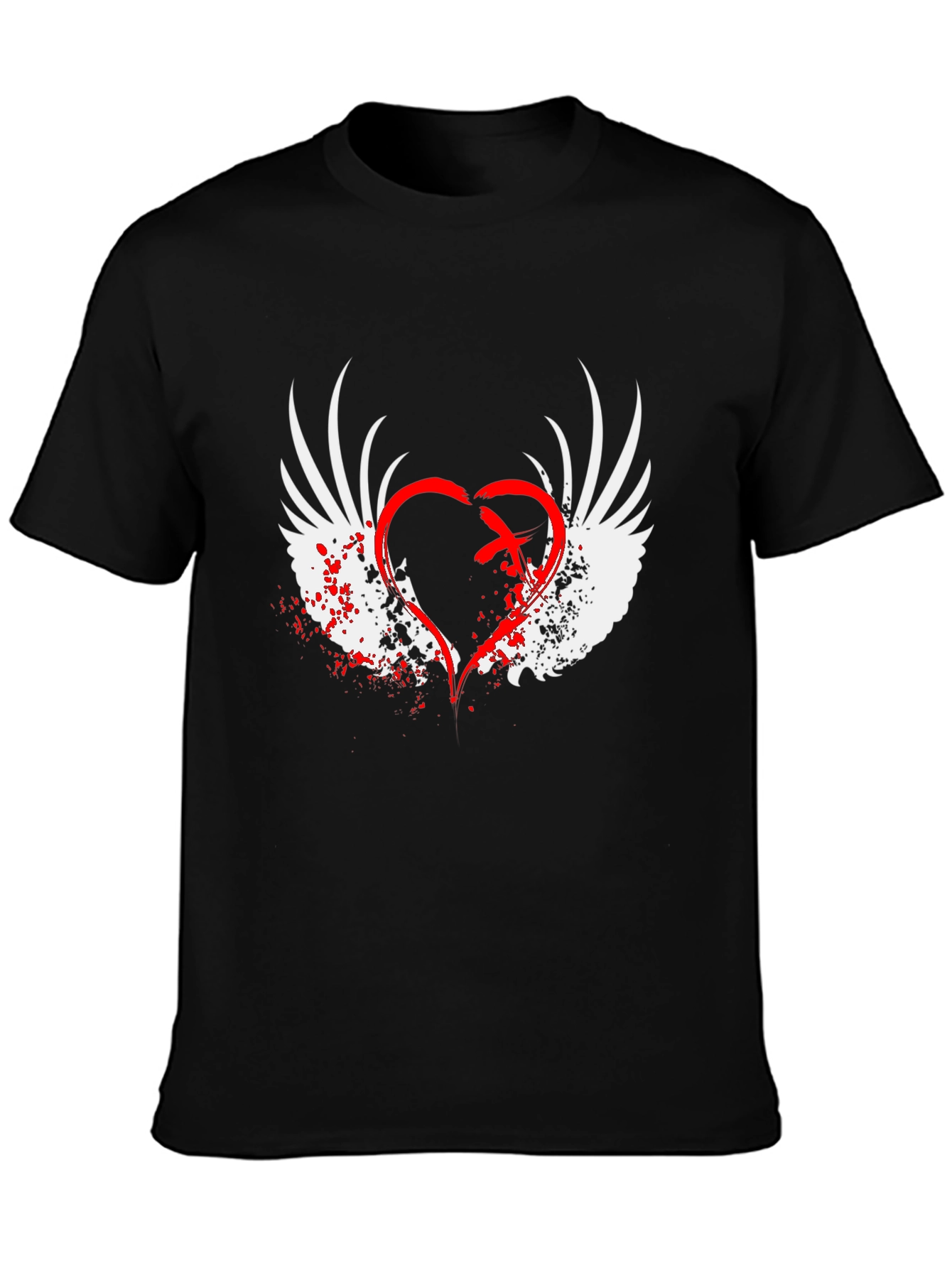 Winged Heart Graphic Black T-Shirt