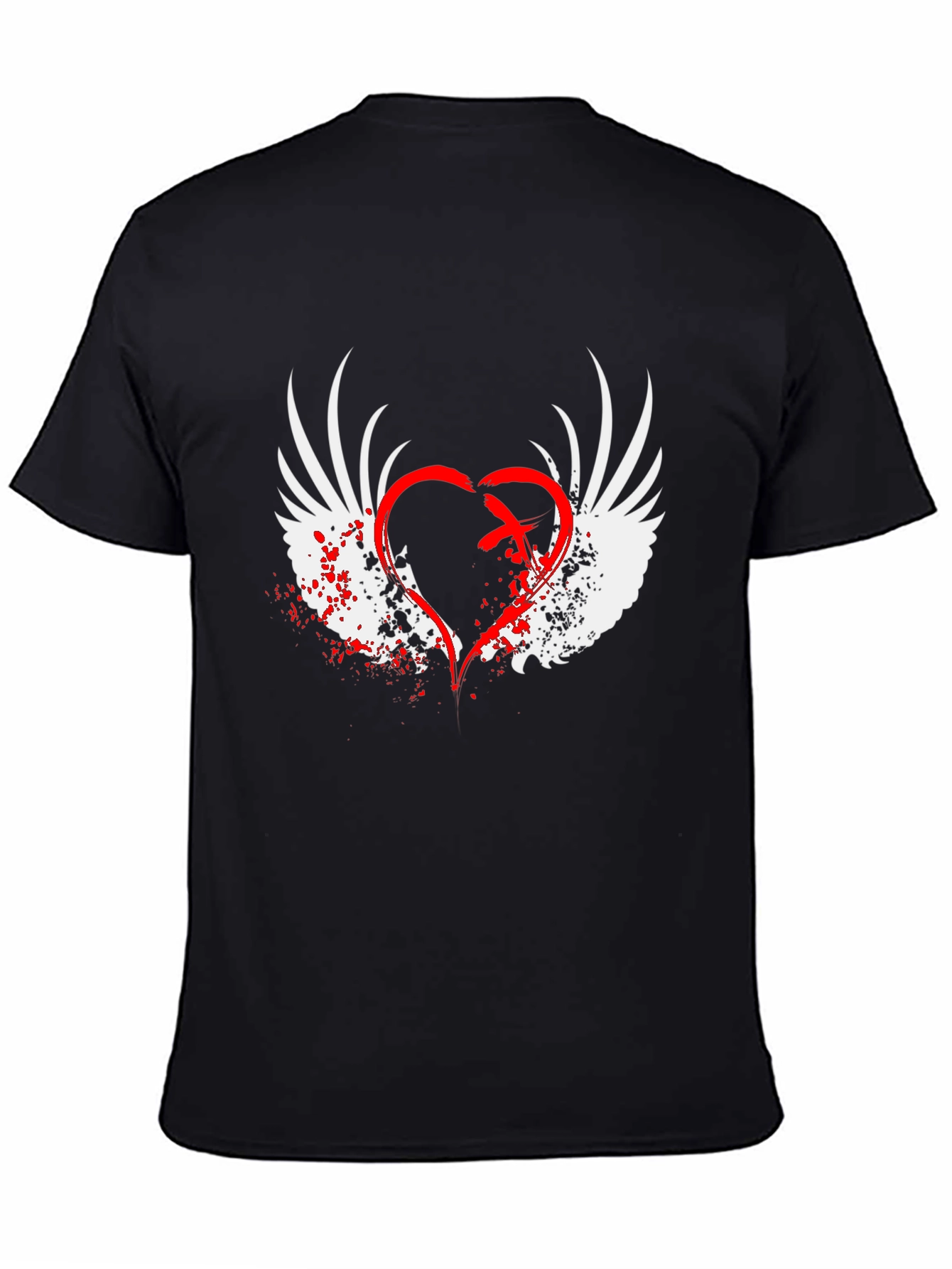 Winged Heart Graphic Black T-Shirt