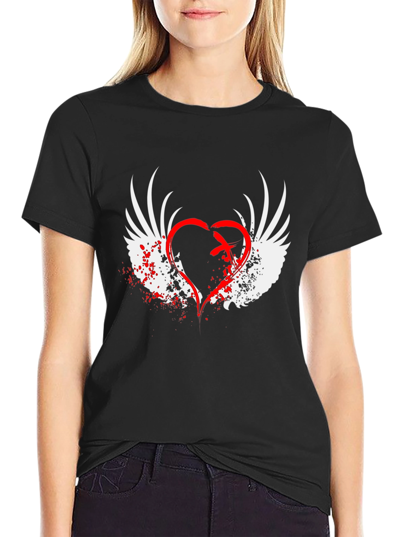 Winged Heart Graphic Black T-Shirt