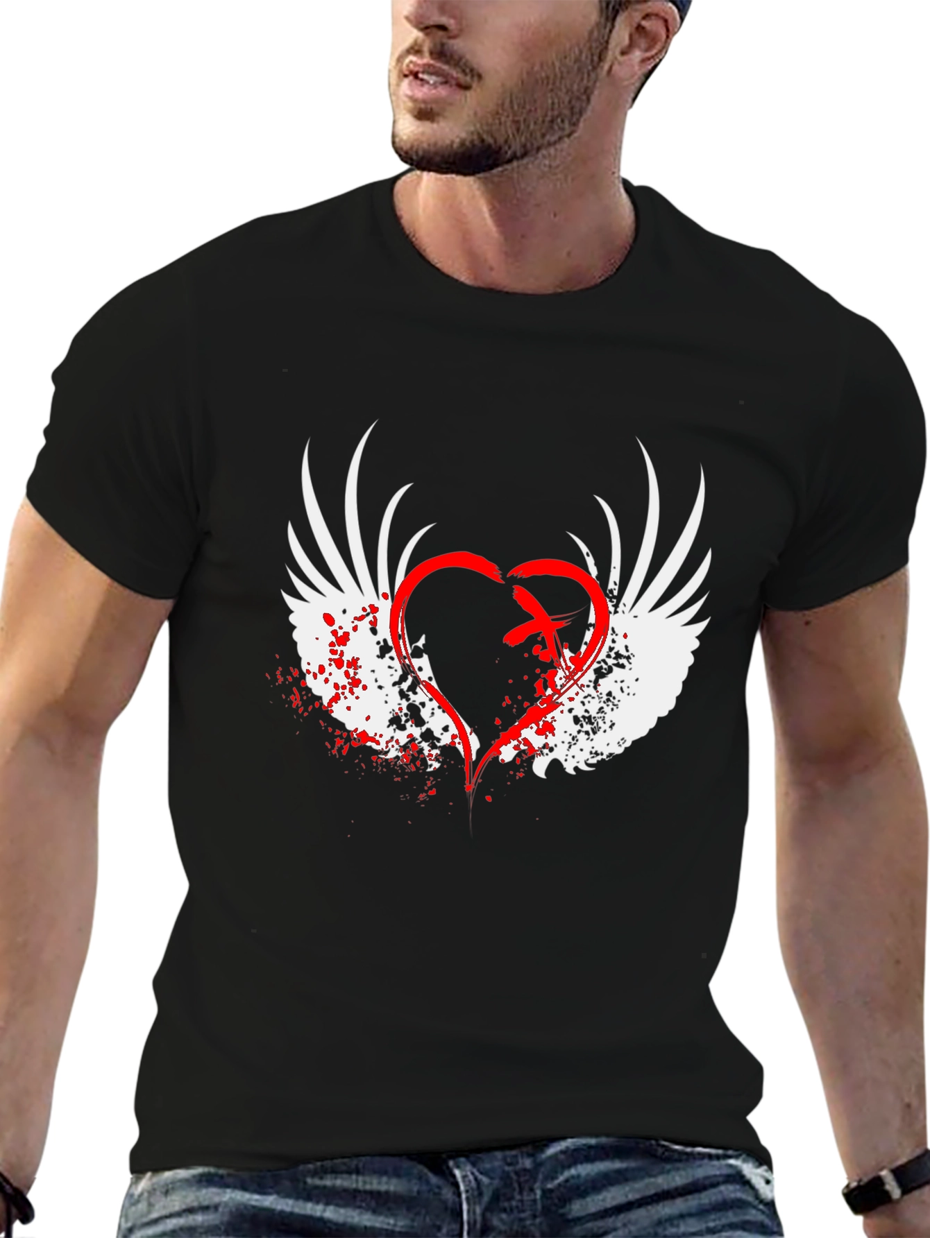 Winged Heart Graphic Black T-Shirt