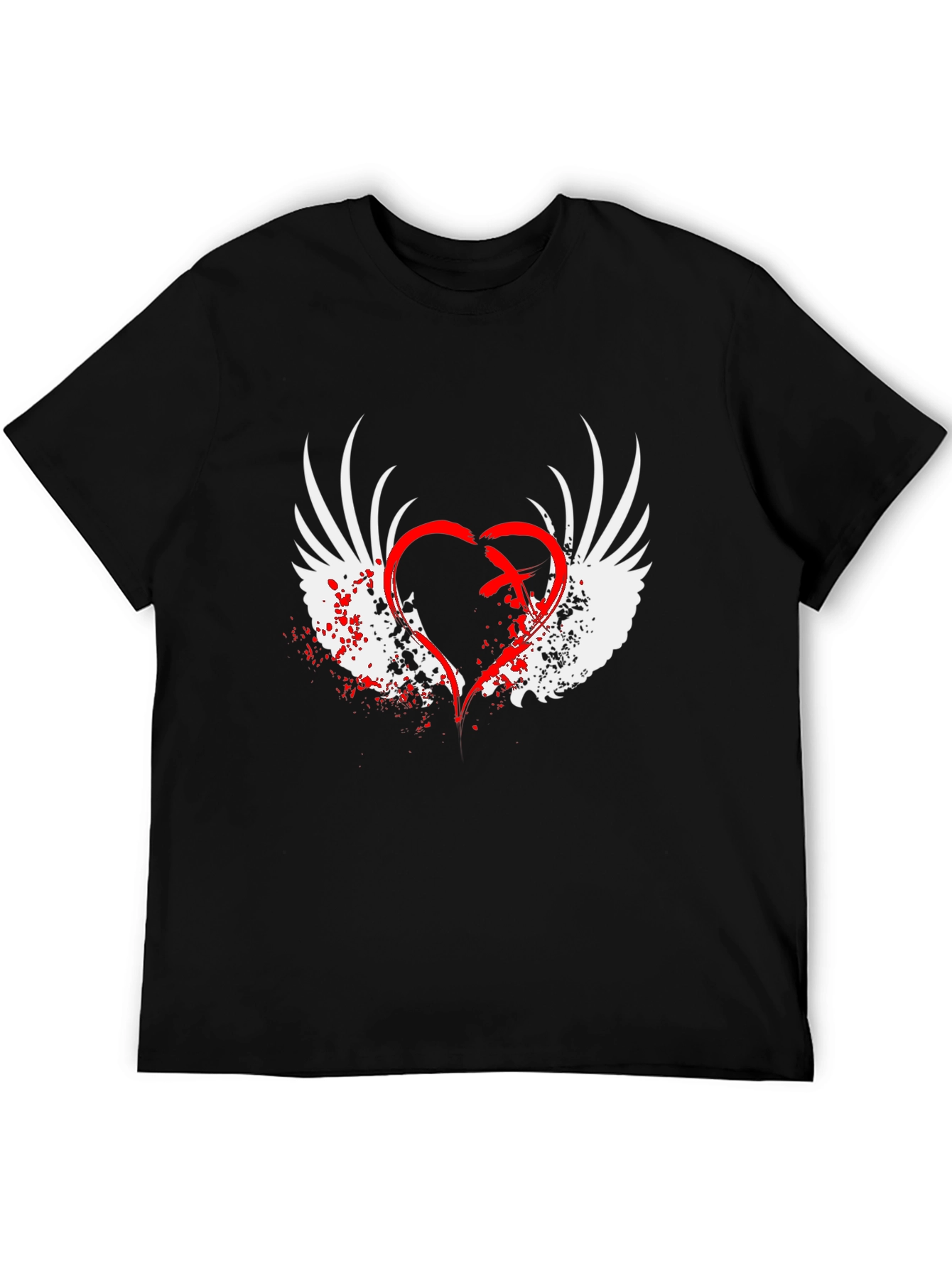 Winged Heart Graphic Black T-Shirt