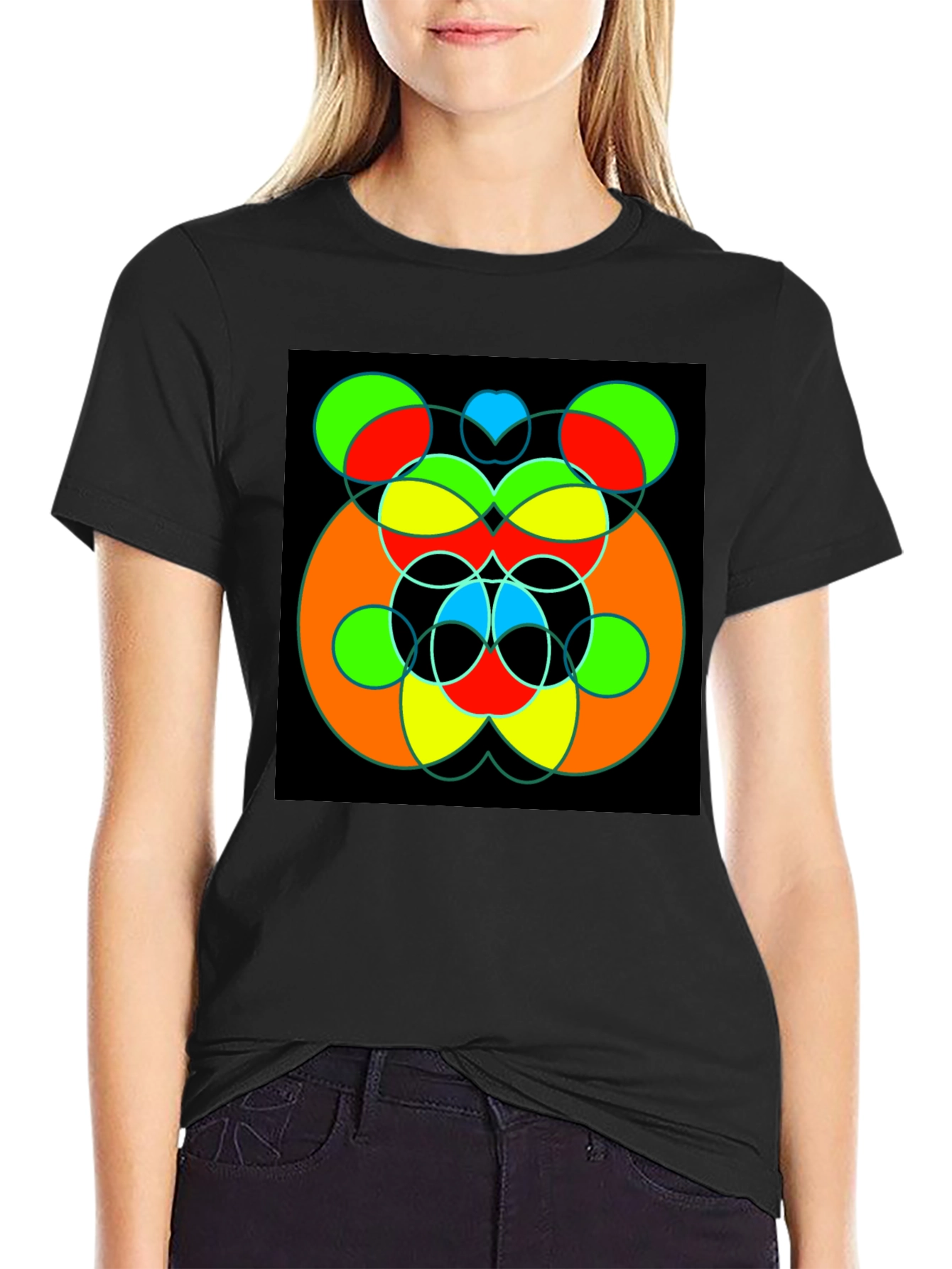 Abstract Geometric Circle Design T-Shirt