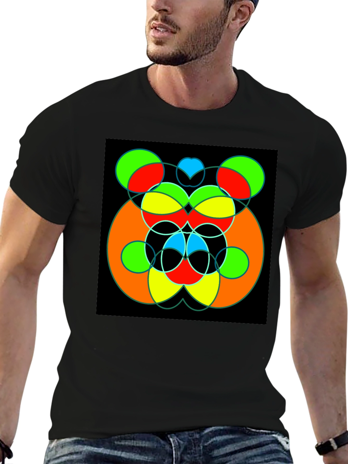 Abstract Geometric Circle Design T-Shirt
