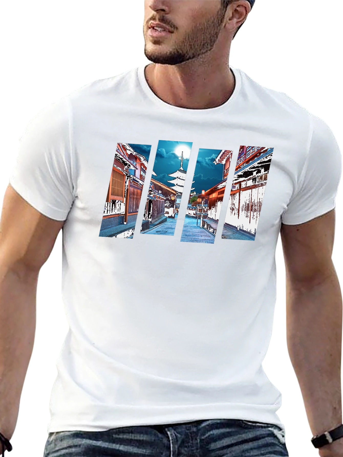 Japanese Pagoda Graphic Black T-Shirt