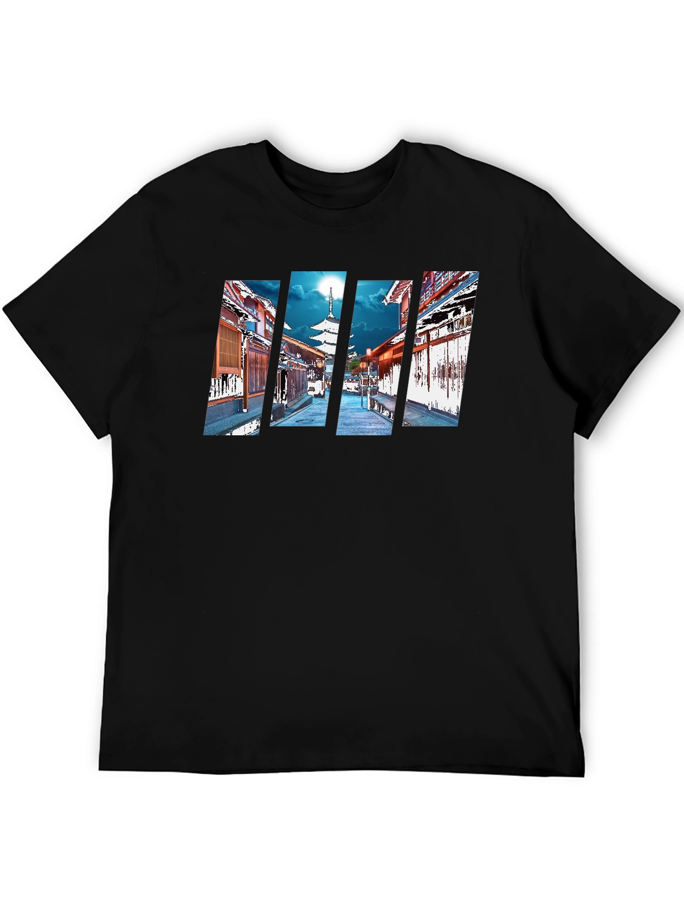 Japanese Pagoda Graphic Black T-Shirt