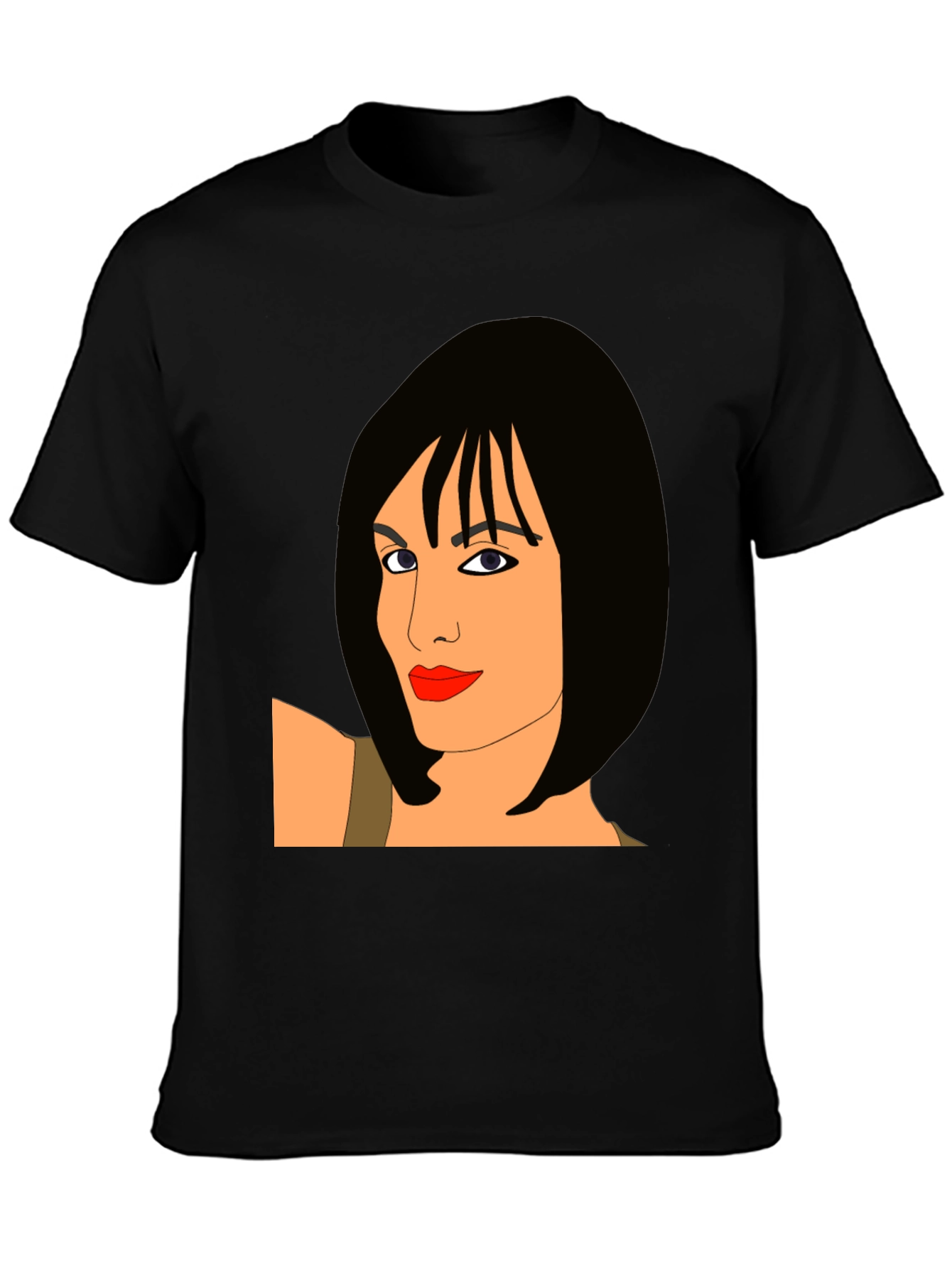Stylish Black T-Shirt with Graphic Woman Design