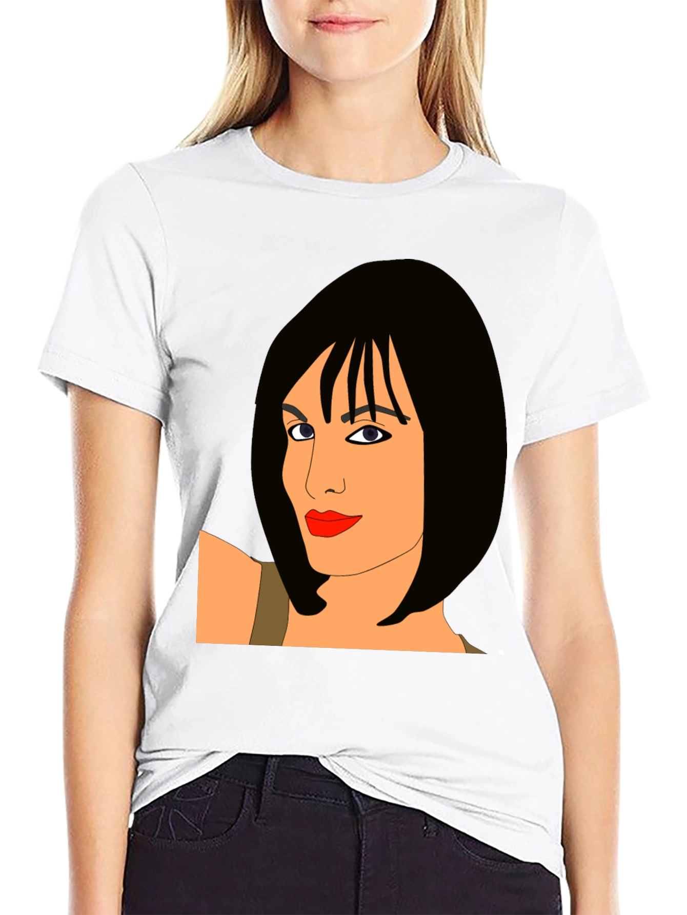 Stylish Black T-Shirt with Graphic Woman Design
