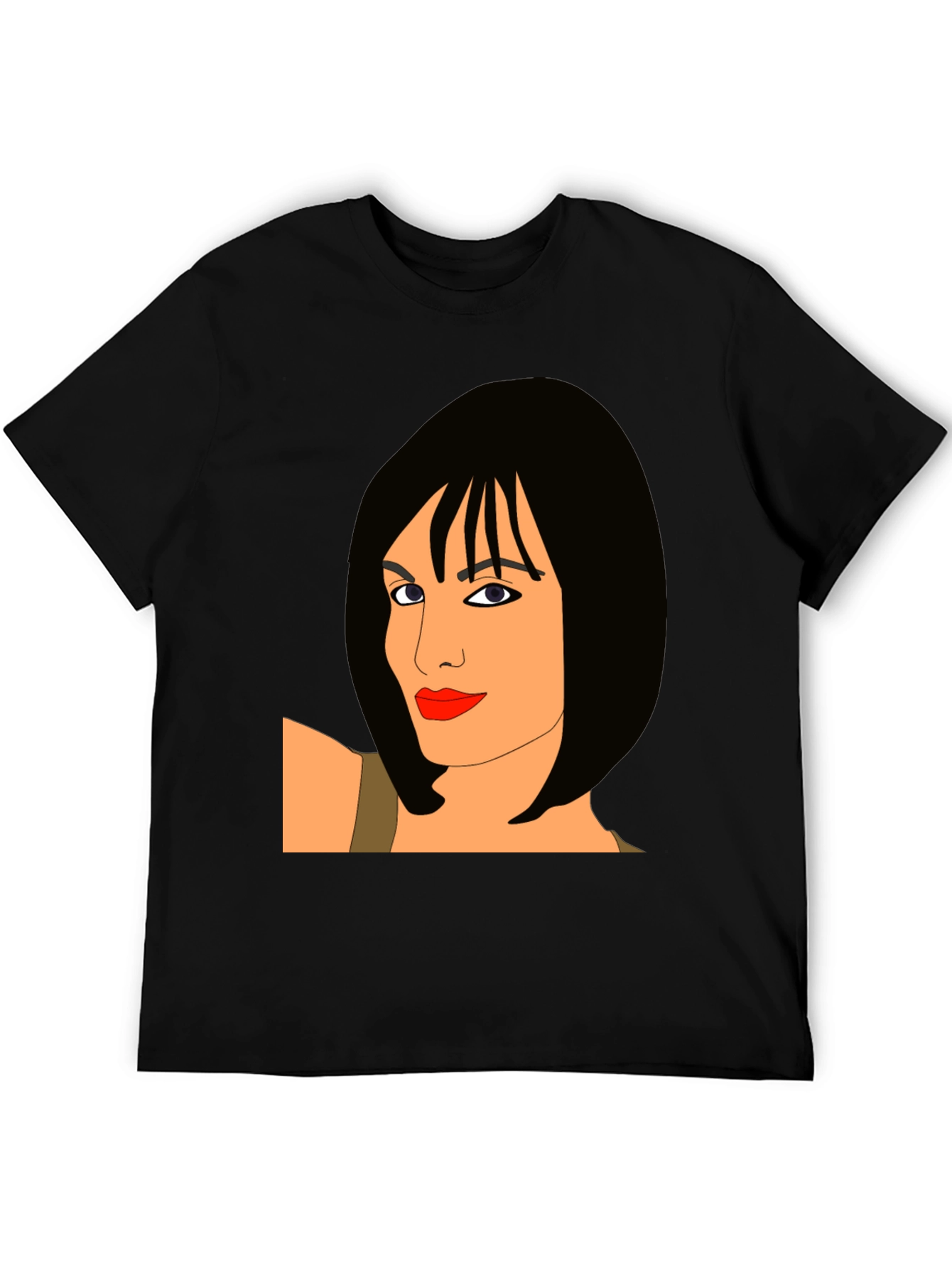 Stylish Black T-Shirt with Graphic Woman Design
