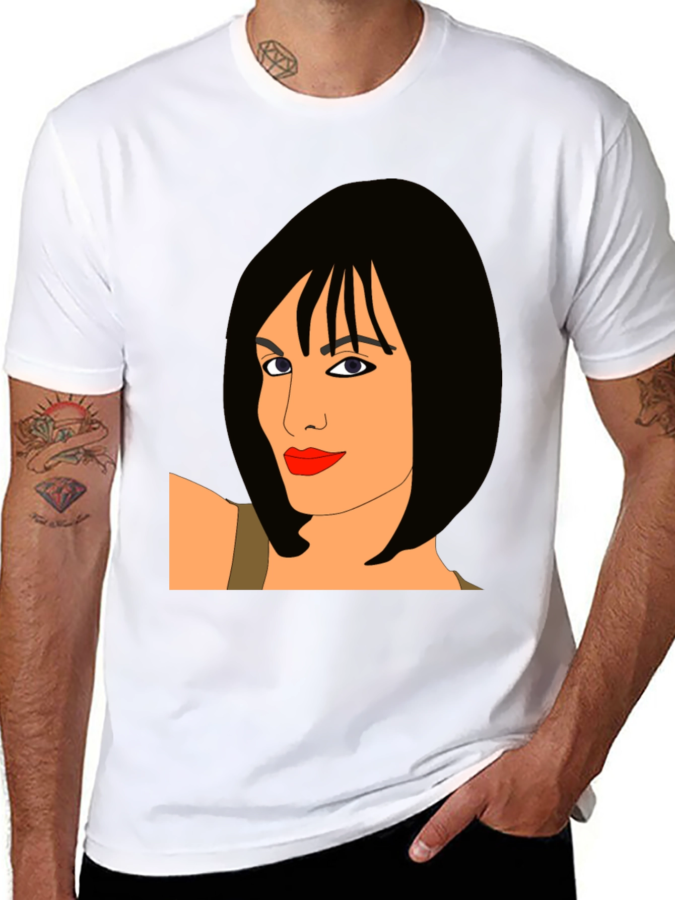 Stylish Black T-Shirt with Graphic Woman Design