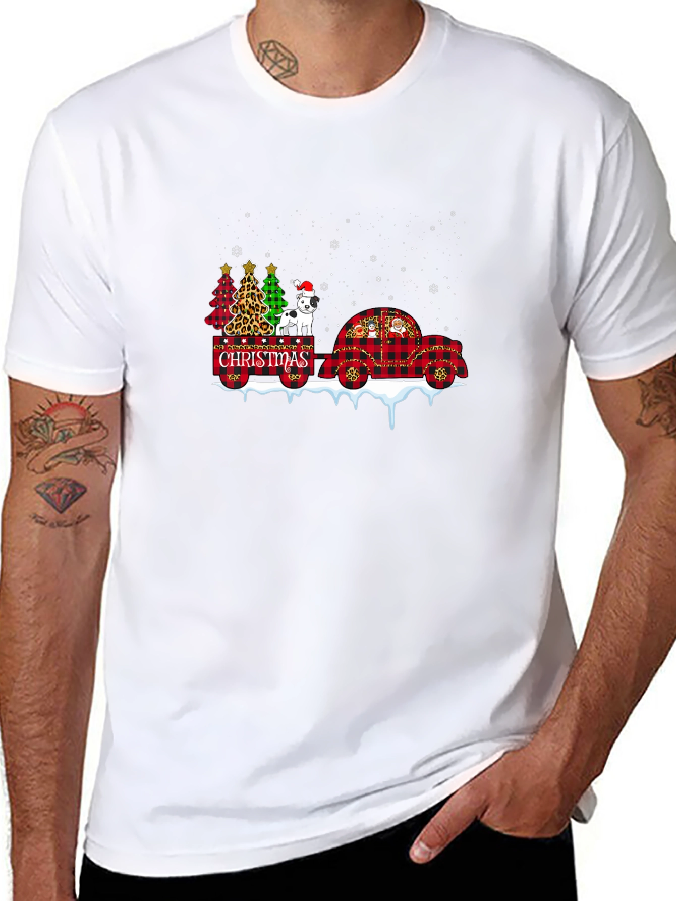 Christmas Dog & Tree Plaid Truck Tee
