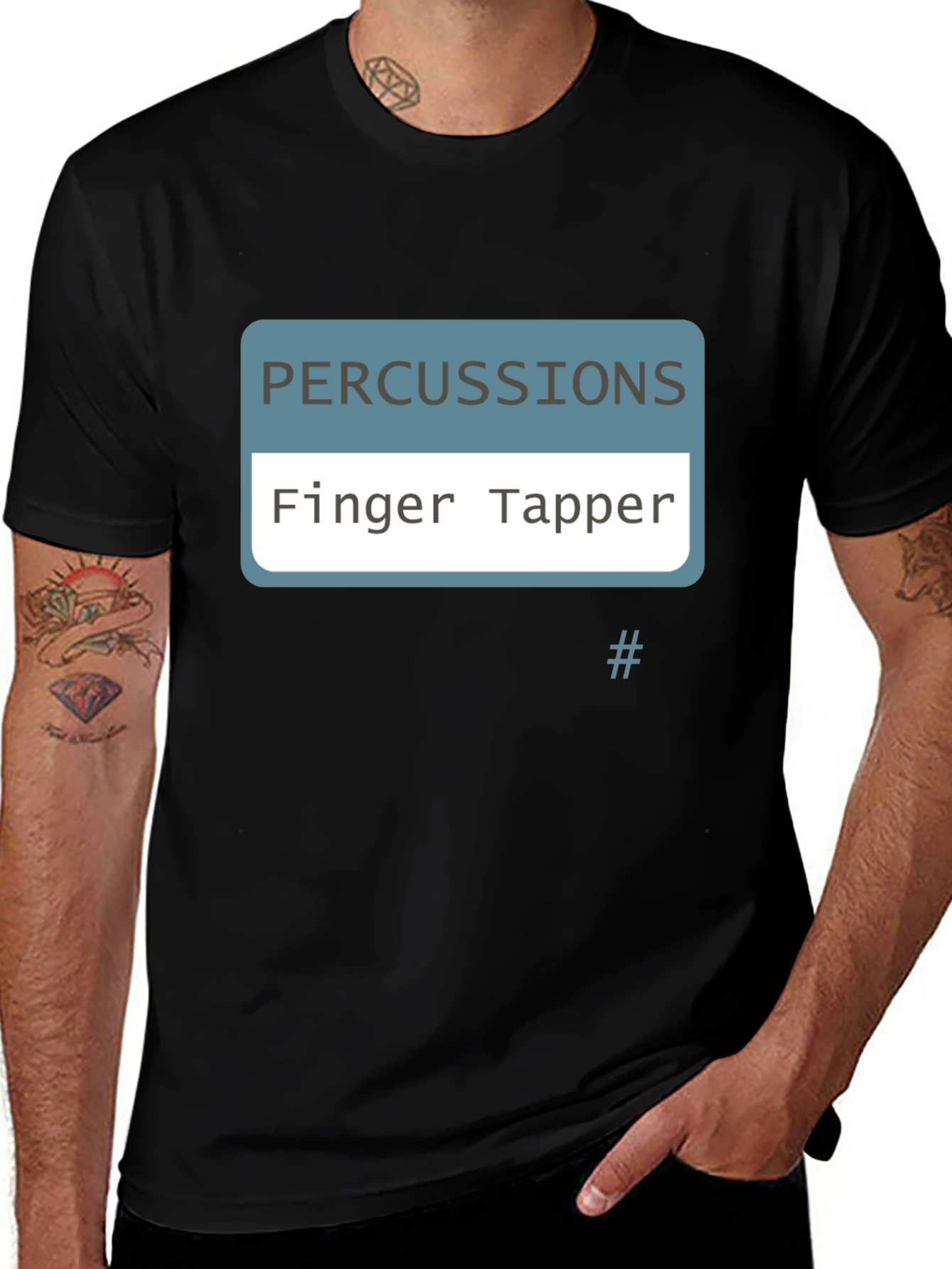Finger Tapper Percussionist Black T-Shirt