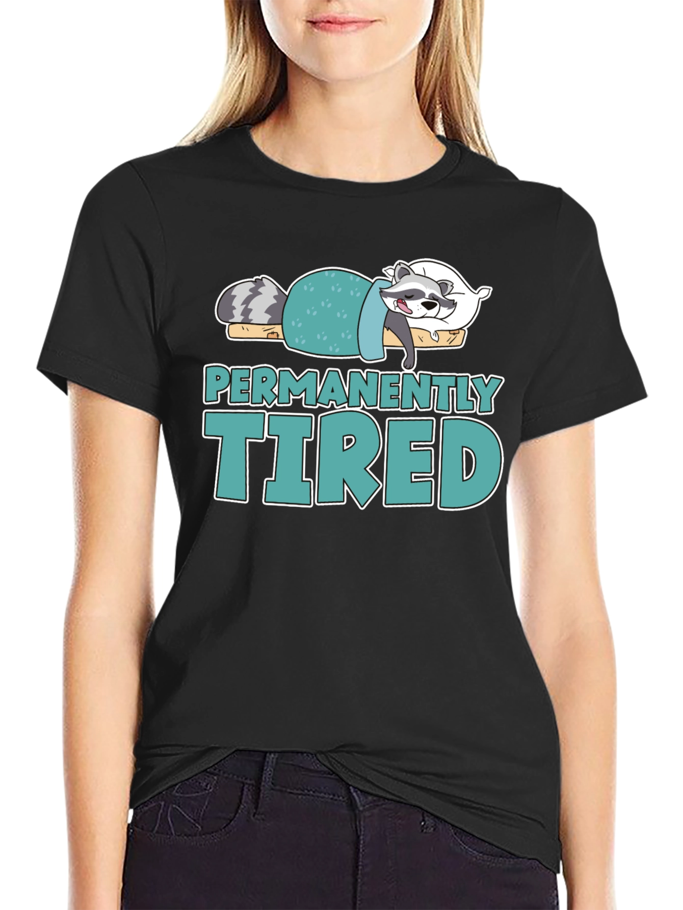 Permanently Tired Raccoon Graphic T-Shirt