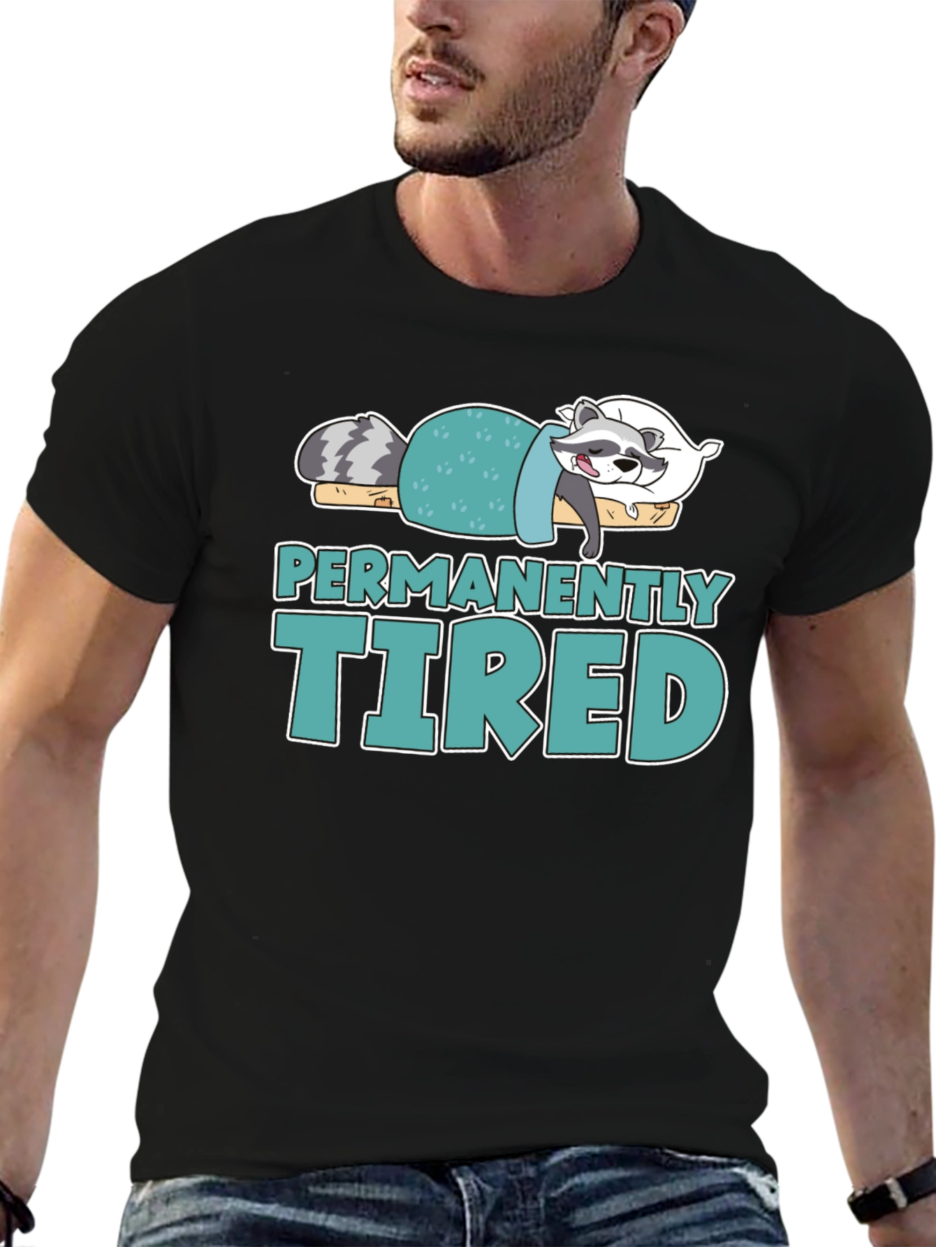 Permanently Tired Raccoon Graphic T-Shirt