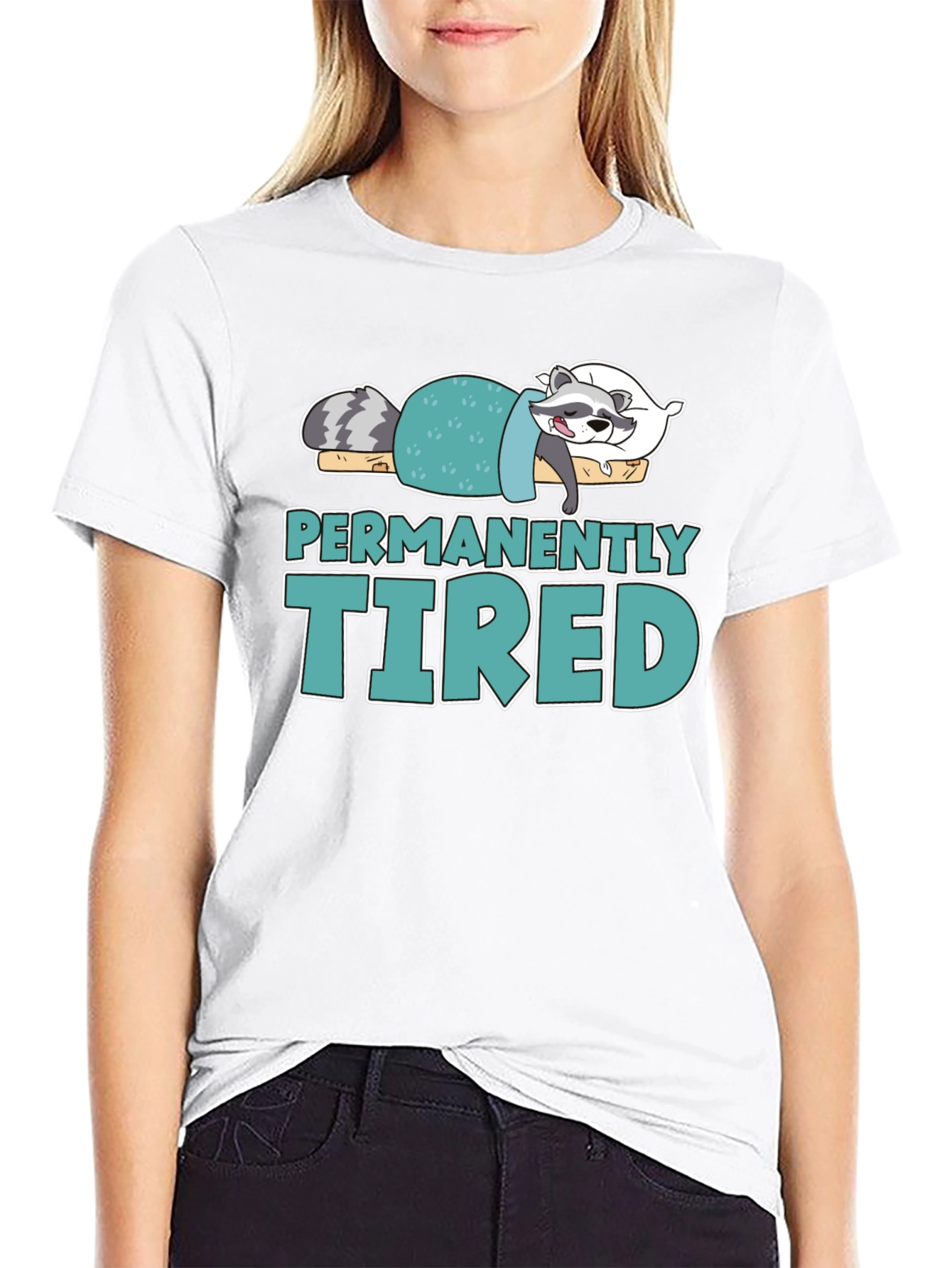 Permanently Tired Raccoon Graphic T-Shirt