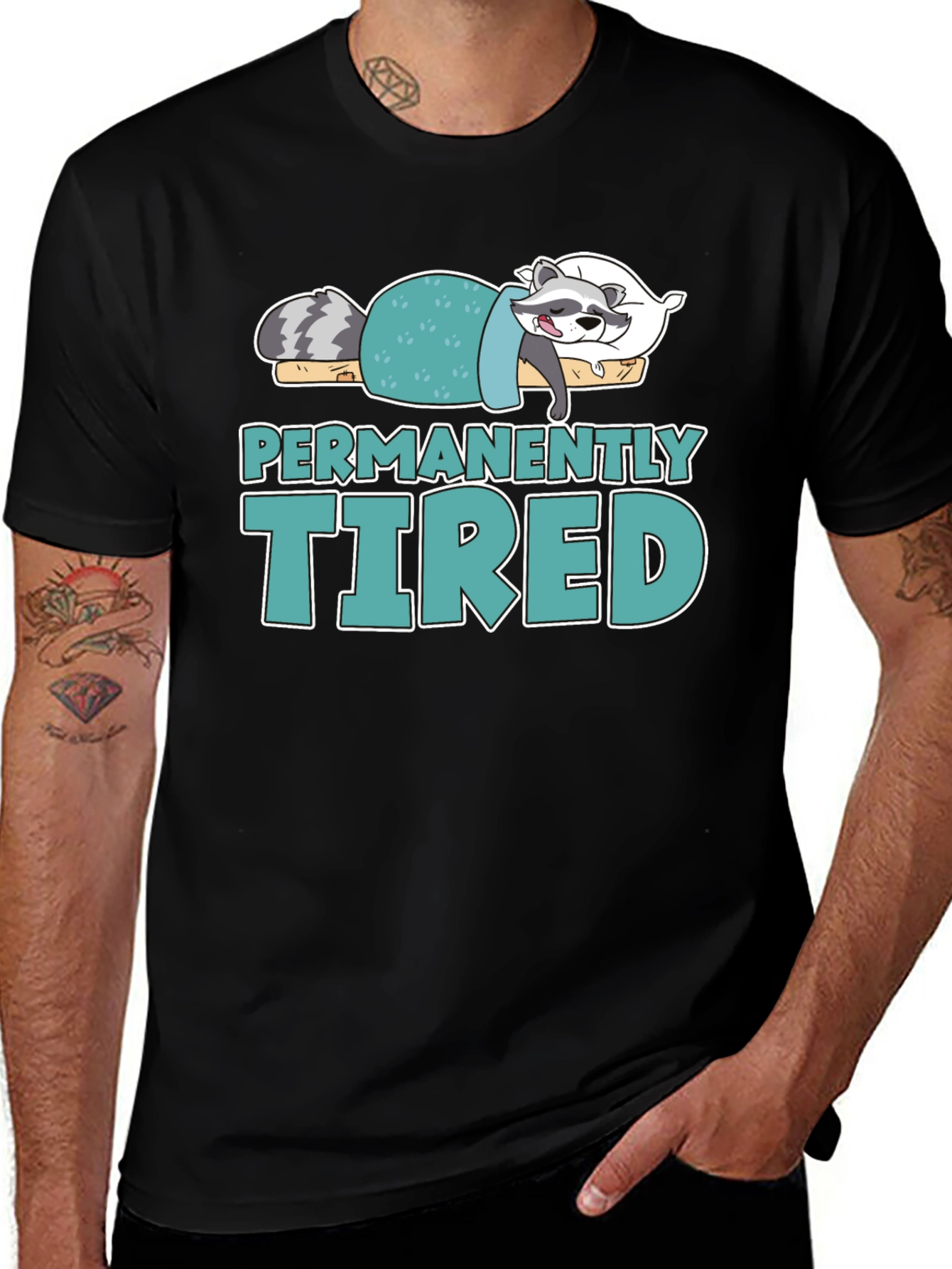 Permanently Tired Raccoon Graphic T-Shirt