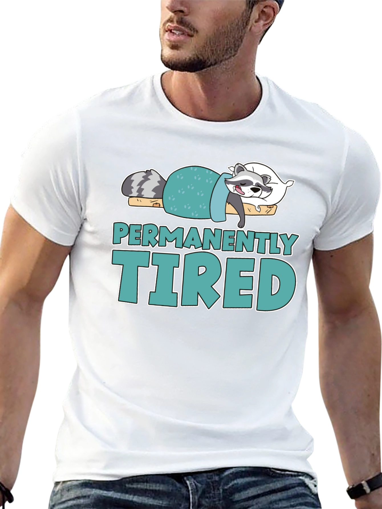 Permanently Tired Raccoon Graphic T-Shirt