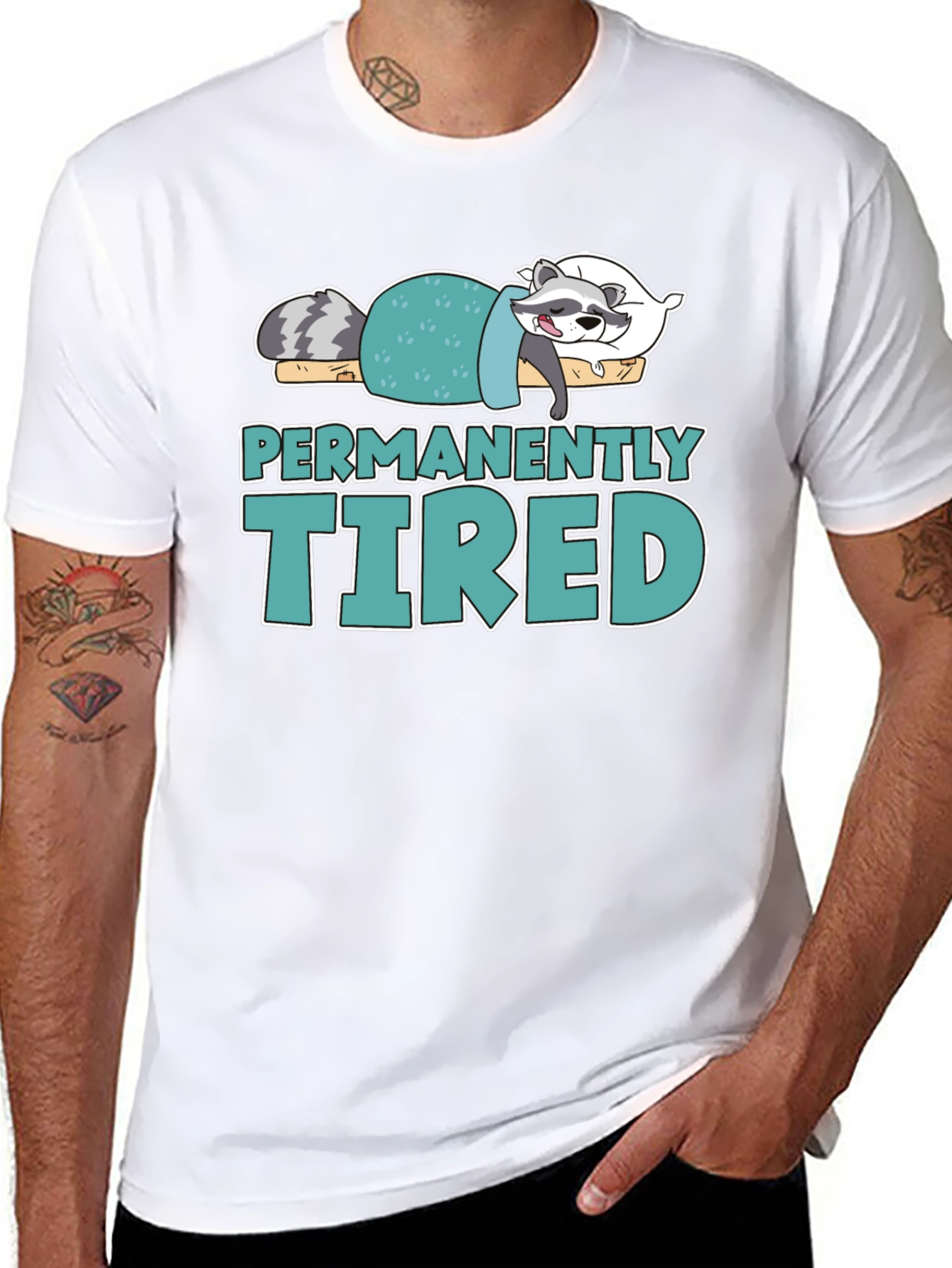 Permanently Tired Raccoon Graphic T-Shirt