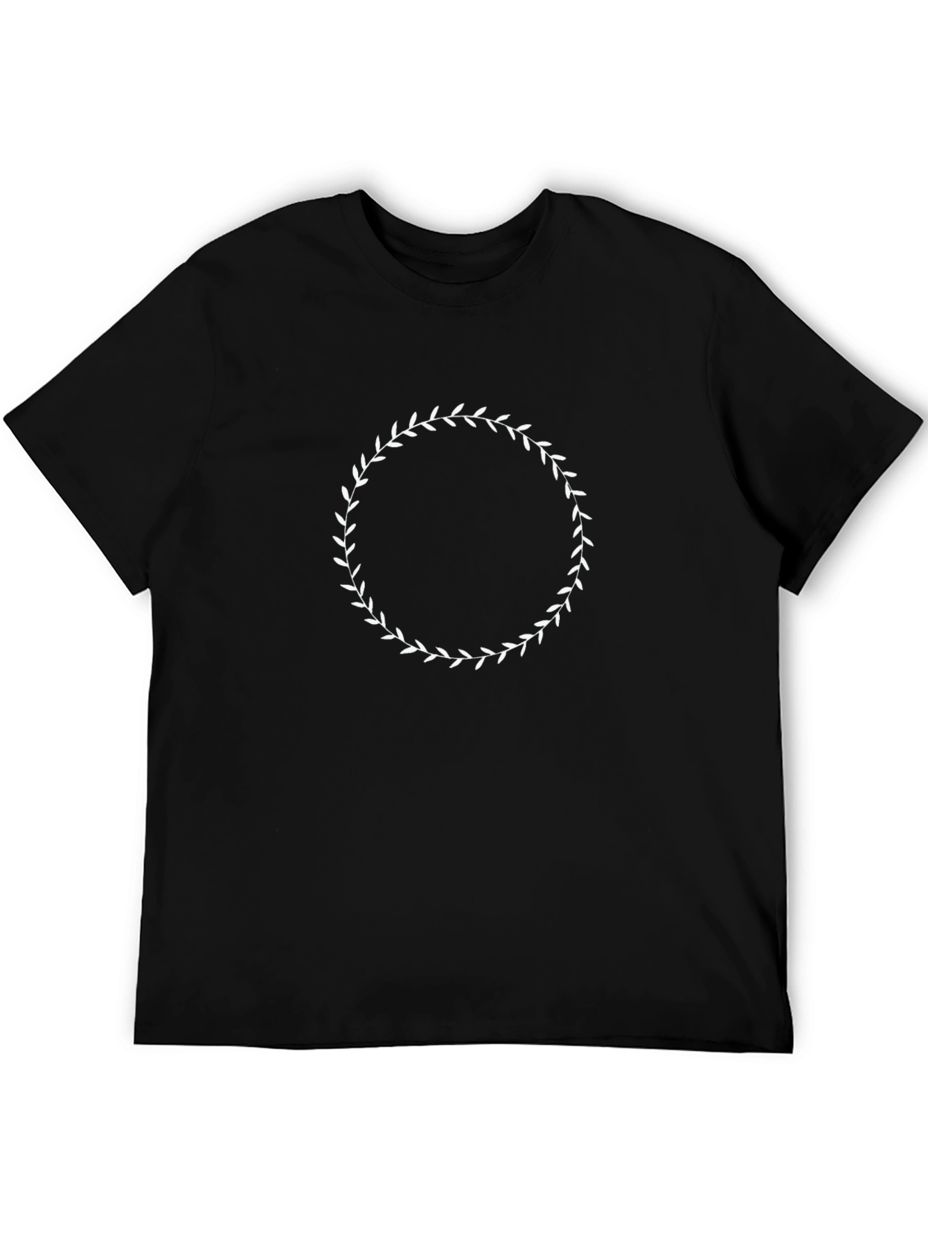 Black T-Shirt with Leaf Circle Graphic