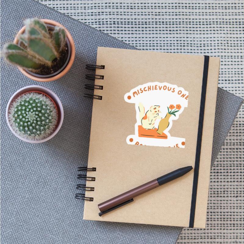 Orange Illustrative Cat pushing Vase T shirt