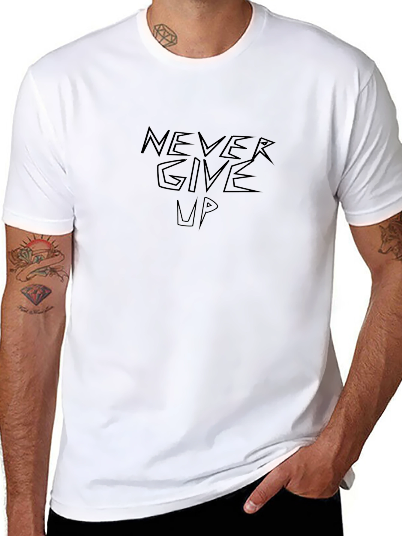 Never Give Up Black T-Shirt - Motivational Apparel